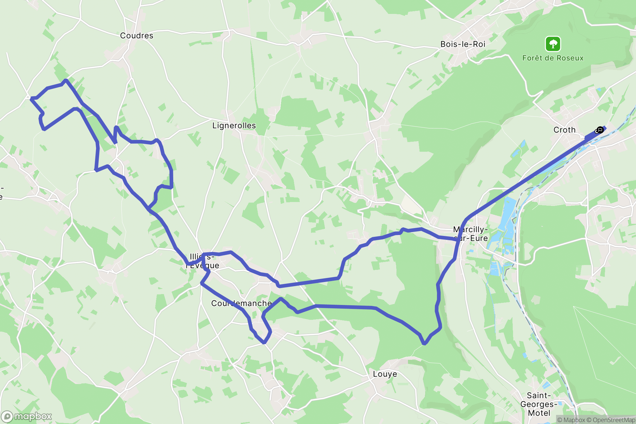Croth : carte du parcours de randonnée - France