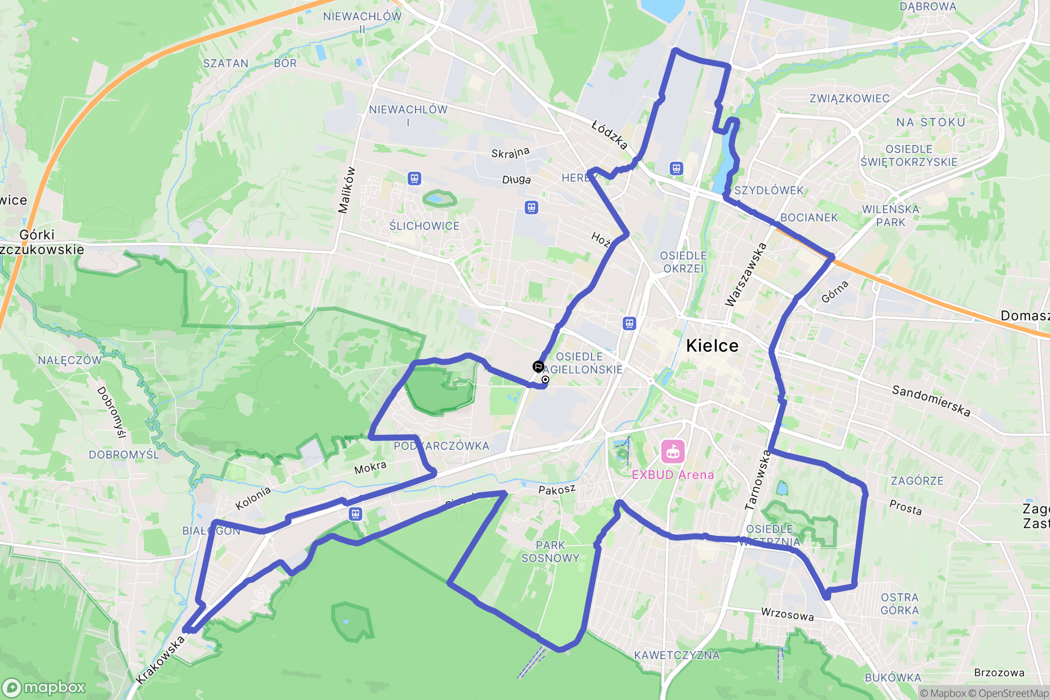 Kielce: mapa trasy - Poland