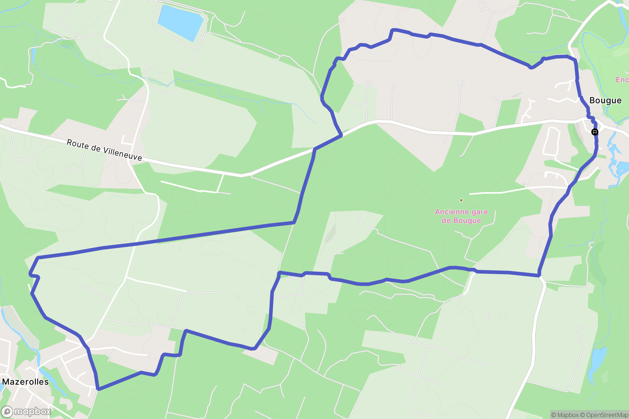 Bougue : carte du parcours de randonnée - France