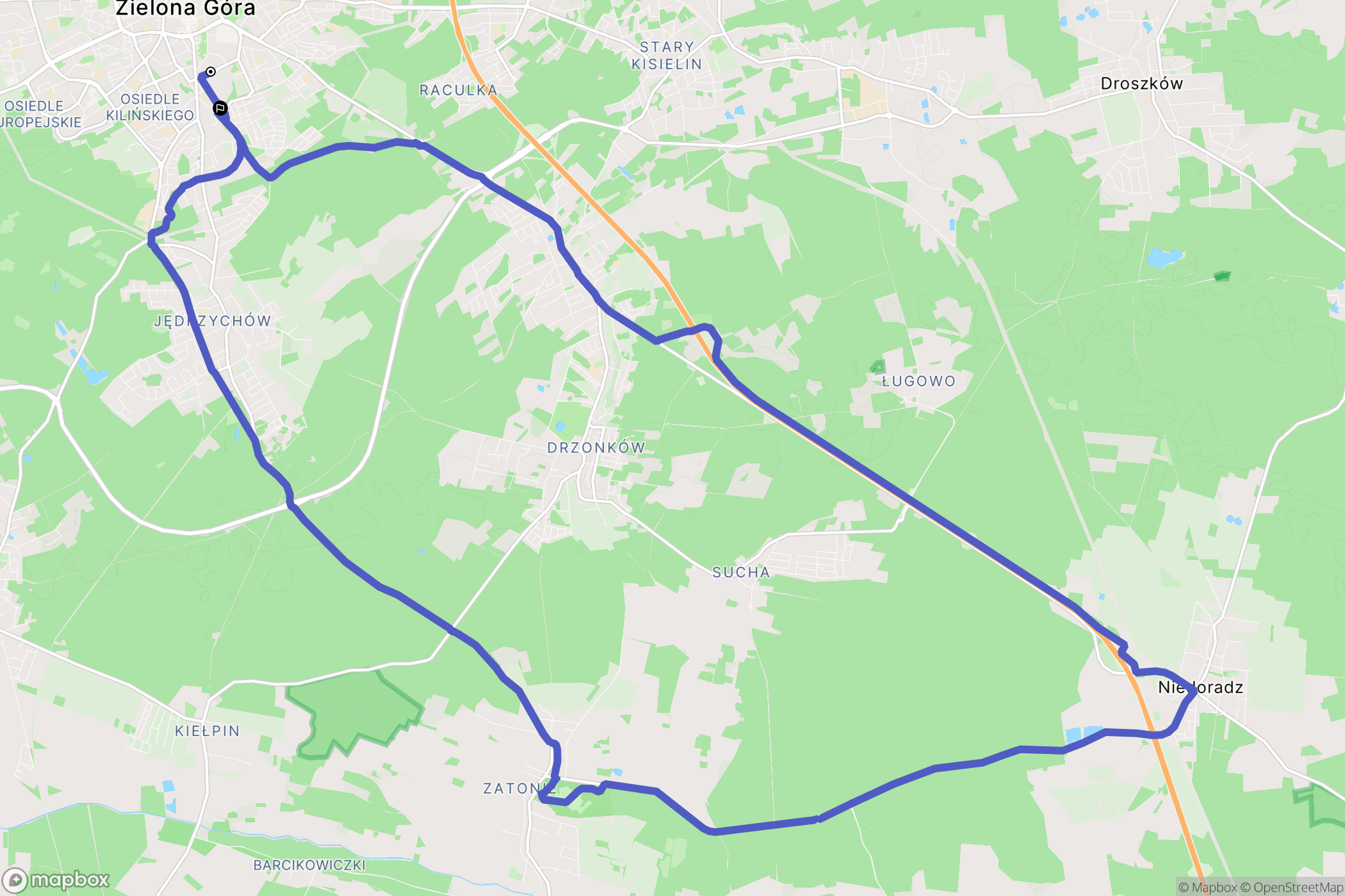 Zielona Góra: mapa trasy - Poland