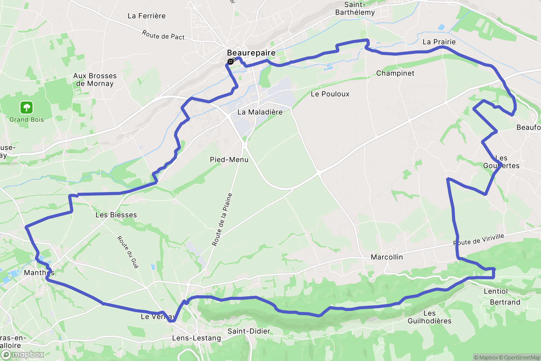 Beaurepaire : carte du parcours de randonnée - France