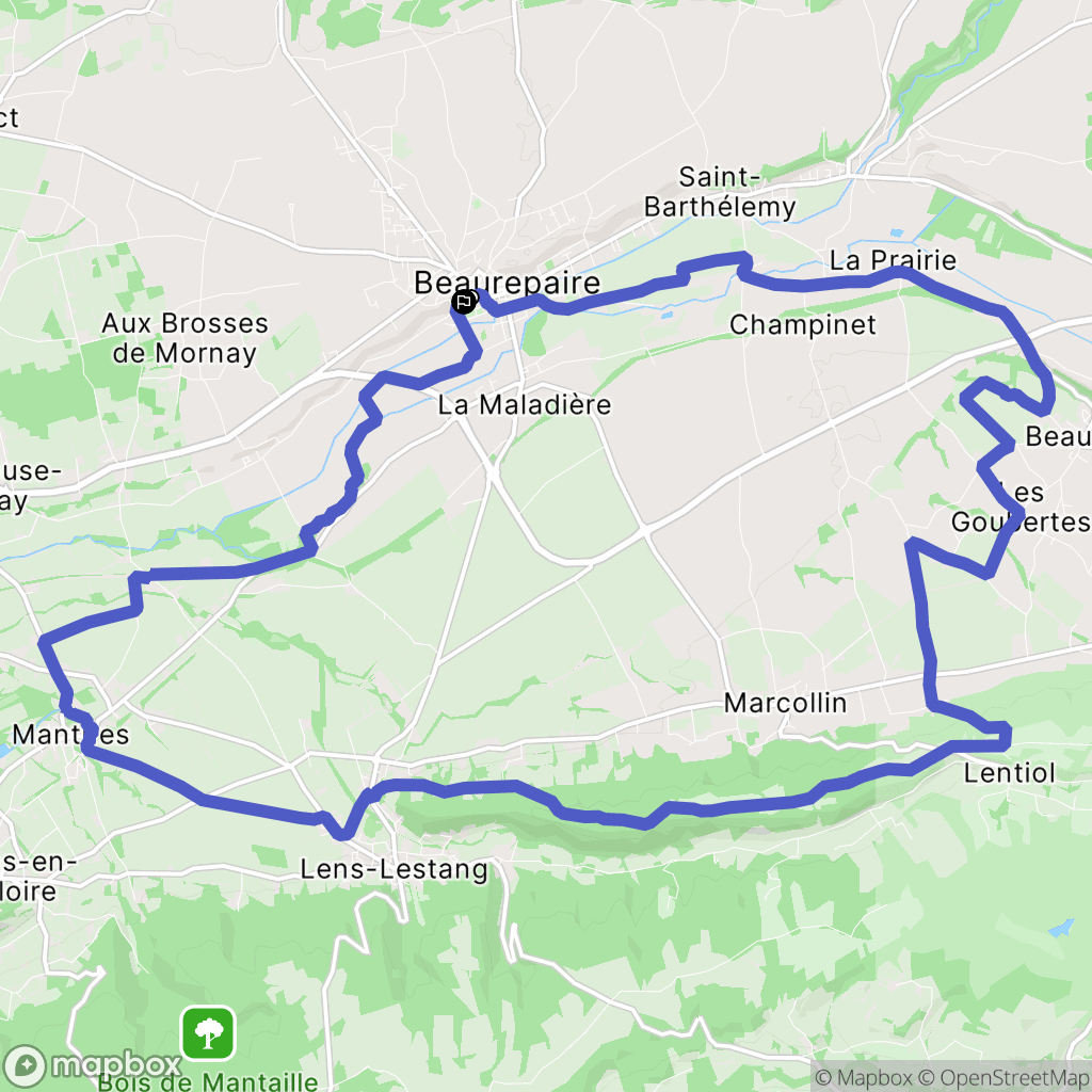 Beaurepaire : carte du parcours de randonnée - France