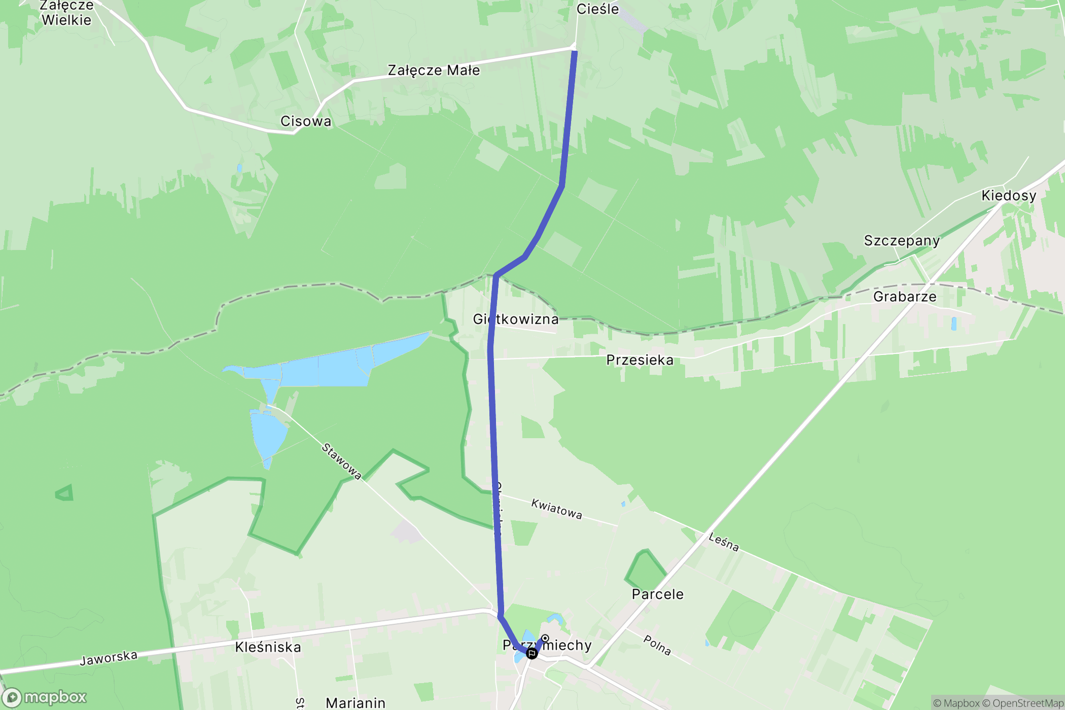 Parzymiechy: mapa trasy - Poland