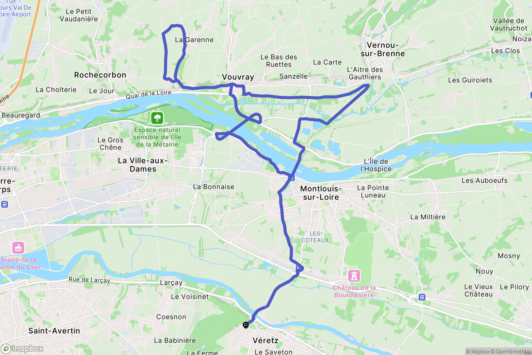 Véretz : carte du parcours de randonnée - France