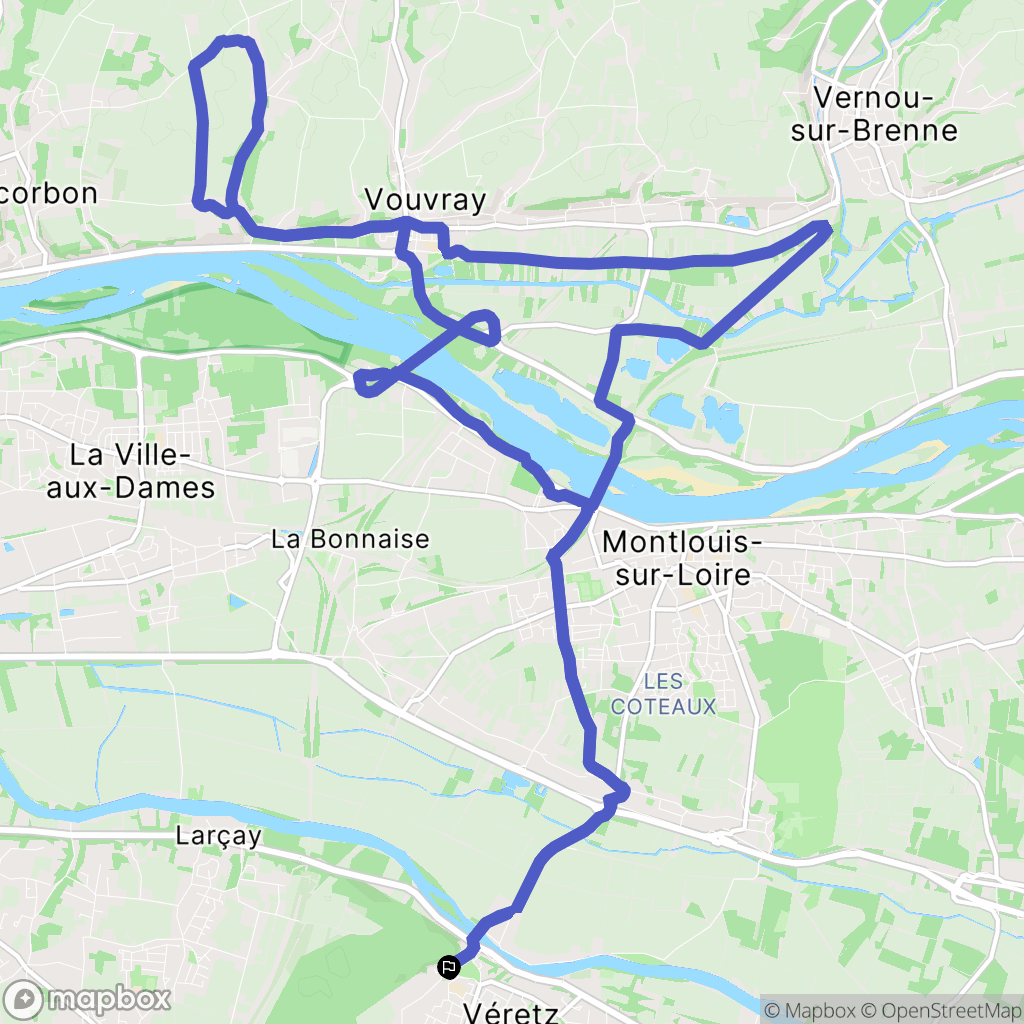Véretz : carte du parcours de randonnée - France