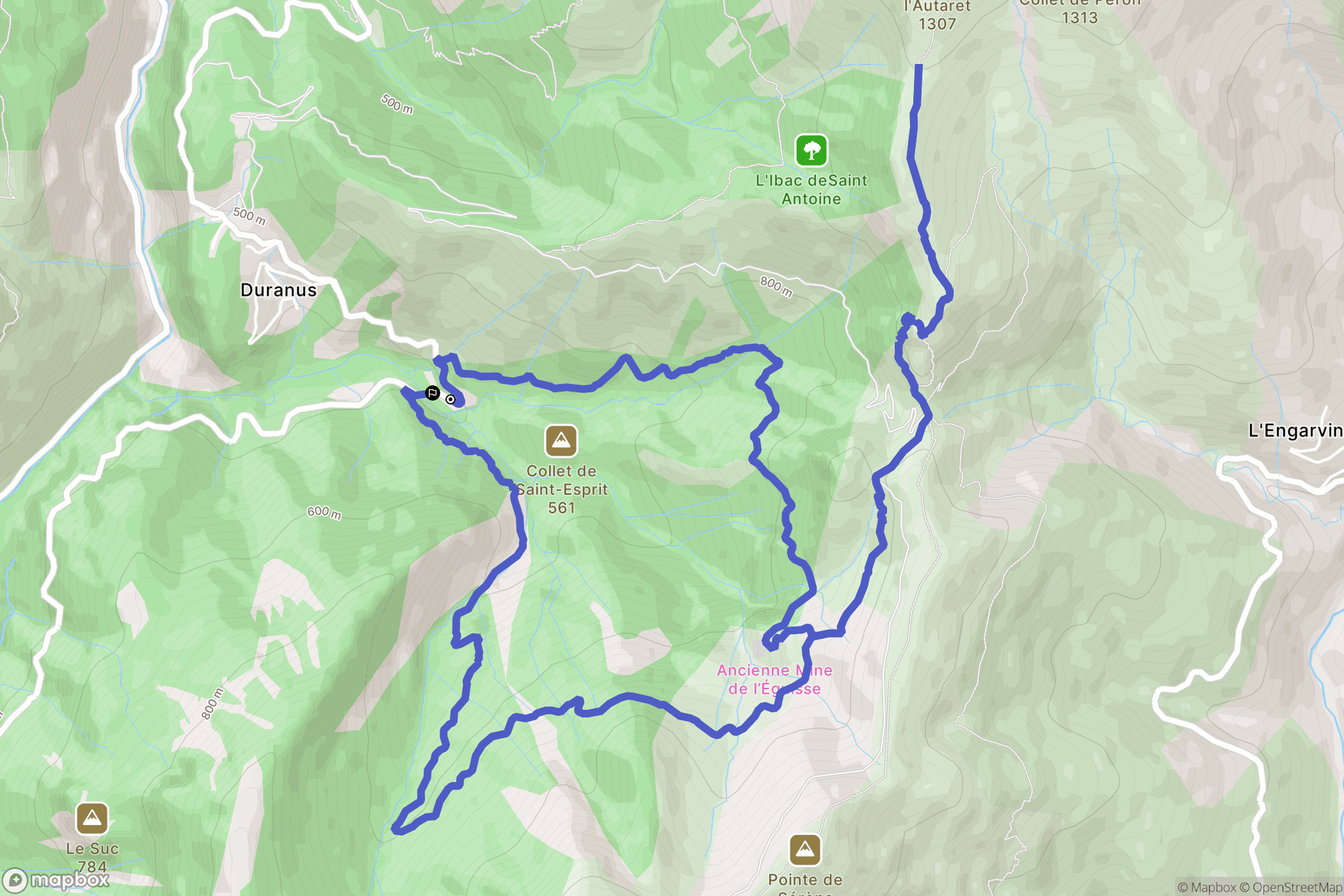 Duranus : carte du parcours de randonnée - France