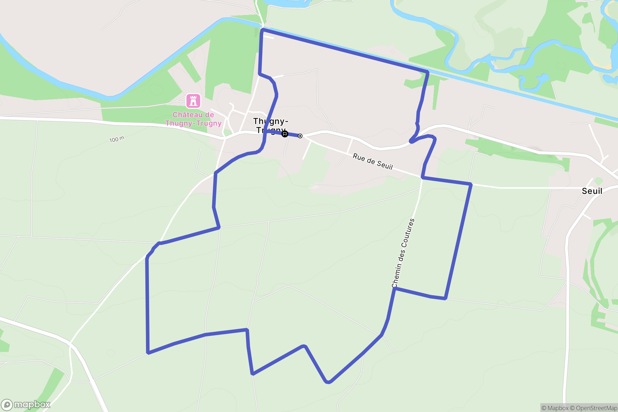 Thugny-Trugny : carte du parcours de randonnée - France