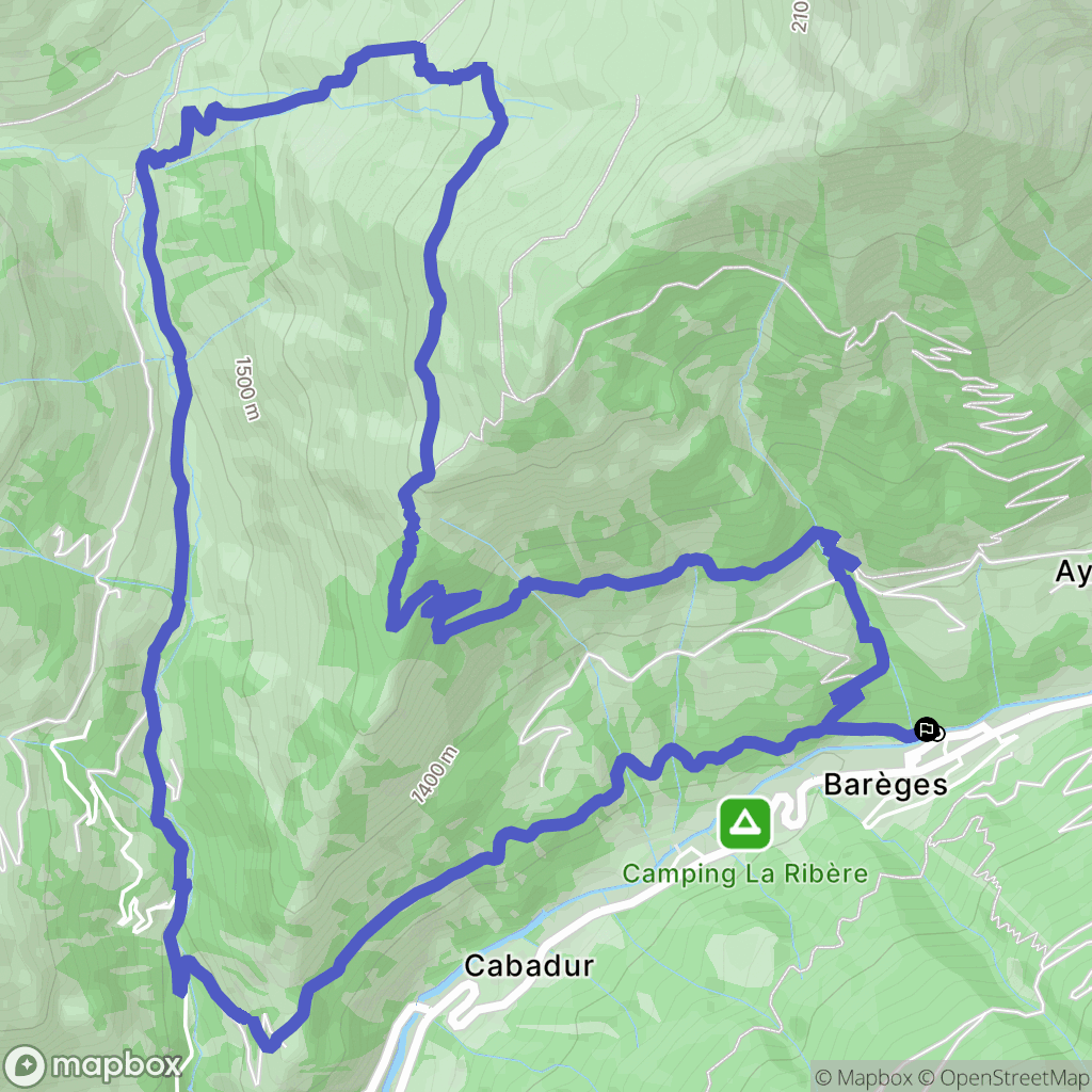 Barèges : carte du parcours de randonnée - France
