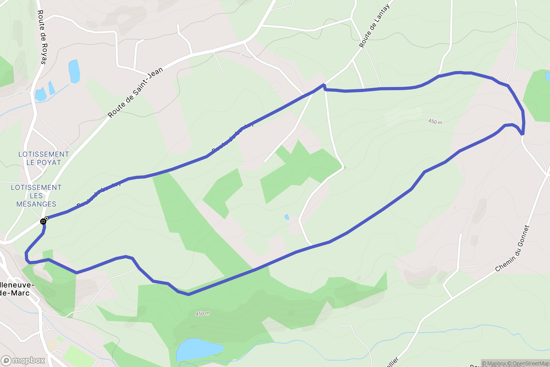 Villeneuve-de-Marc : carte du parcours de randonnée - France