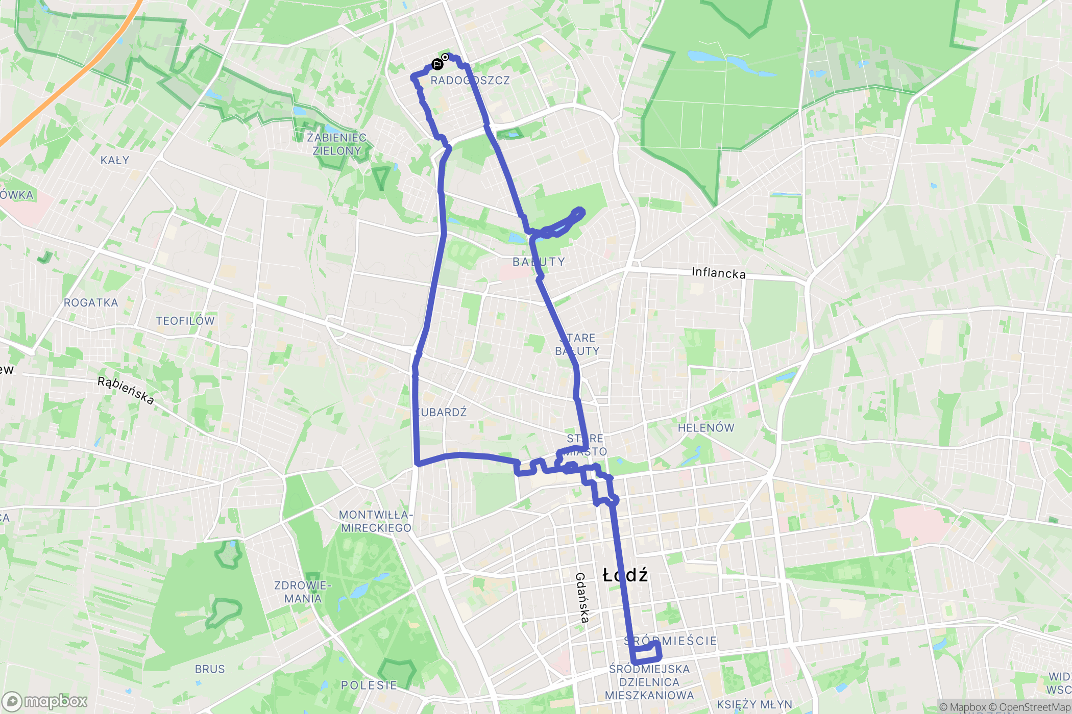 Łódź: mapa trasy - Poland