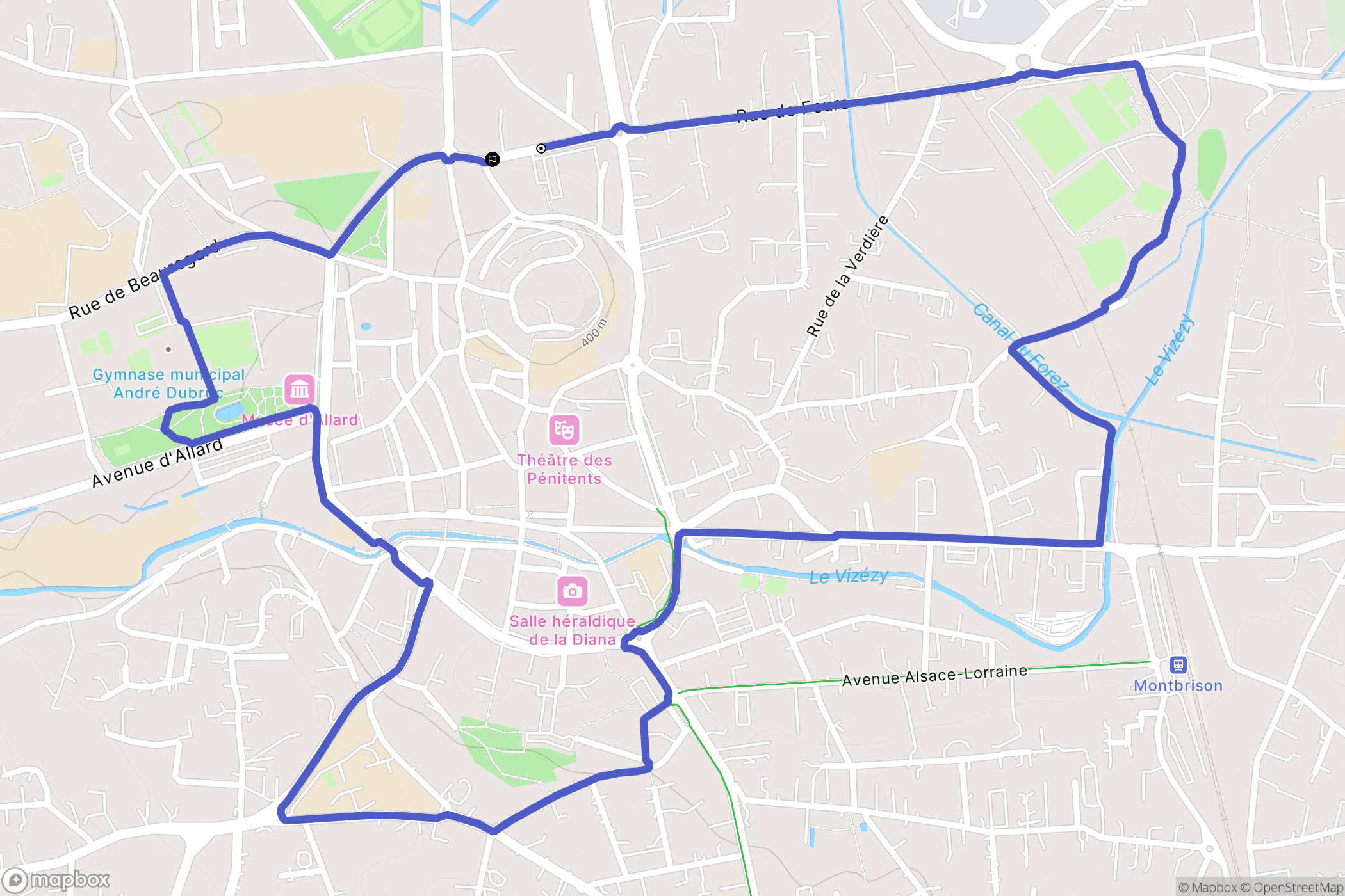 Montbrison : carte du parcours de randonnée - France