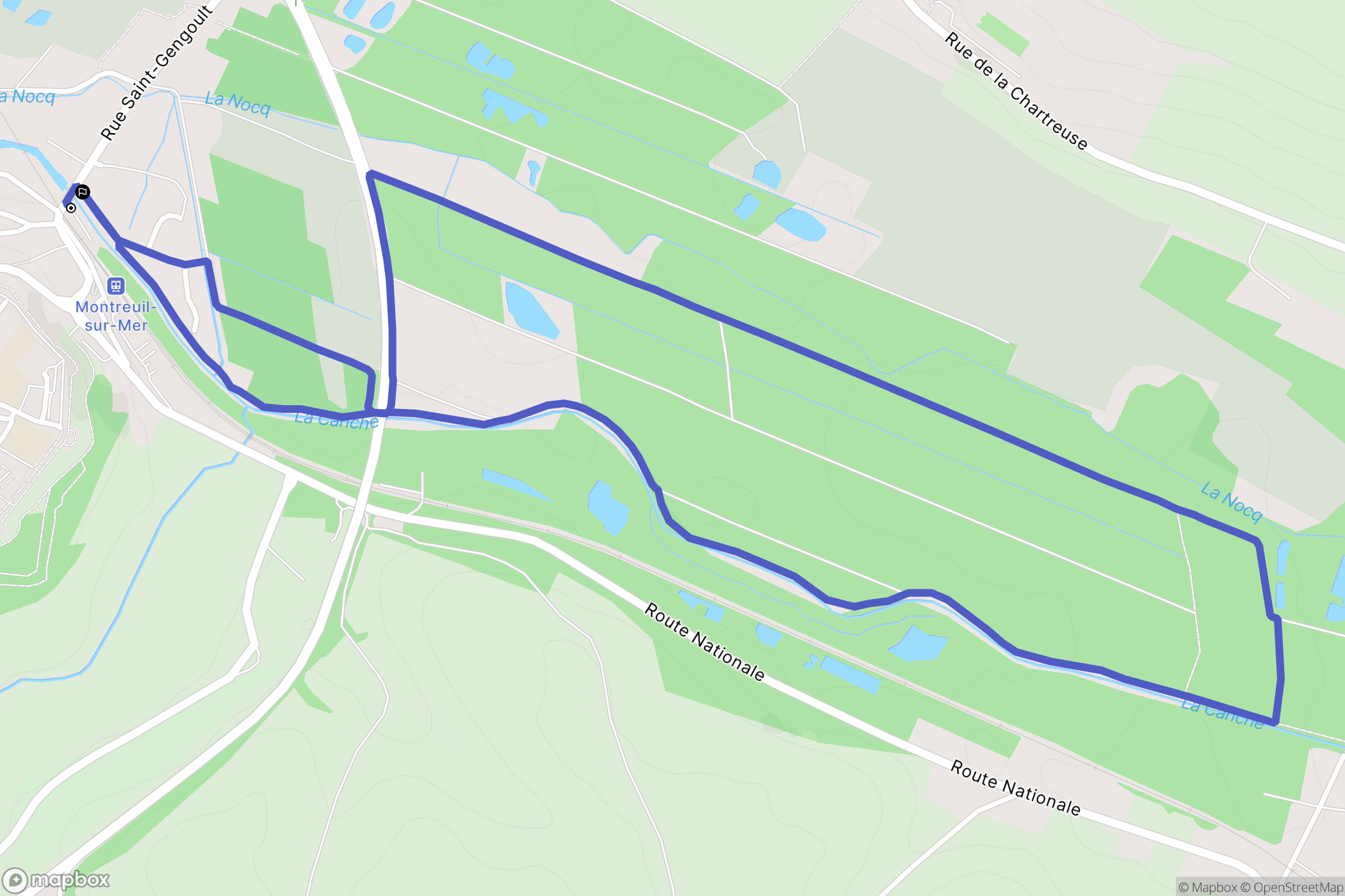 Montreuil-sur-Mer : carte du parcours de randonnée - France