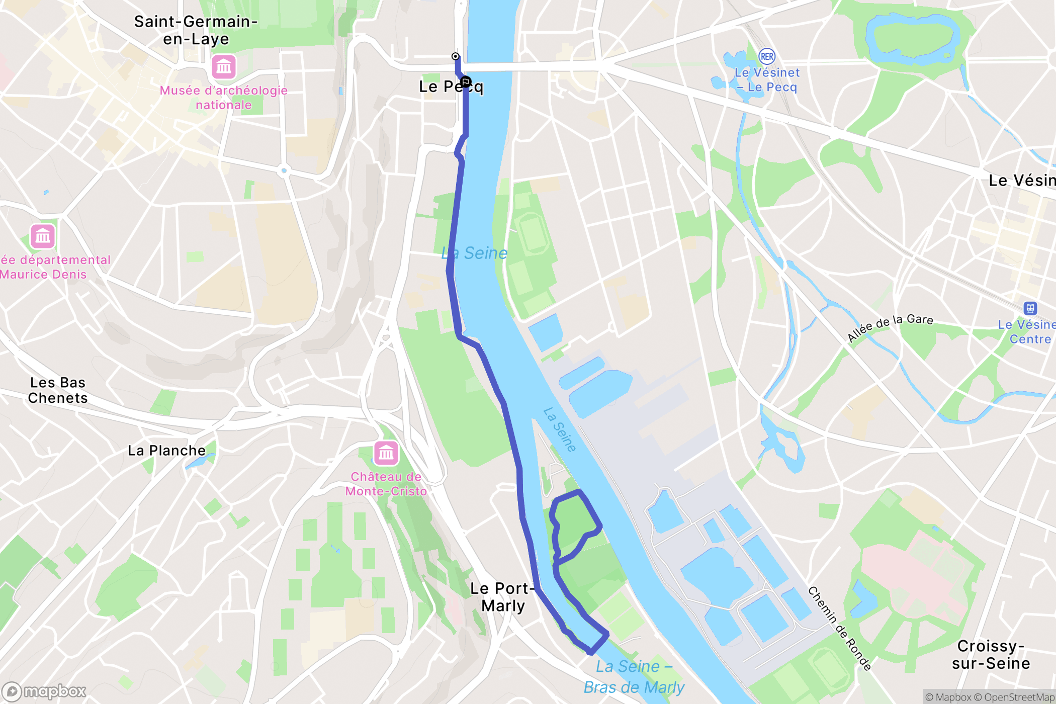 Le Pecq : carte du parcours de randonnée - France