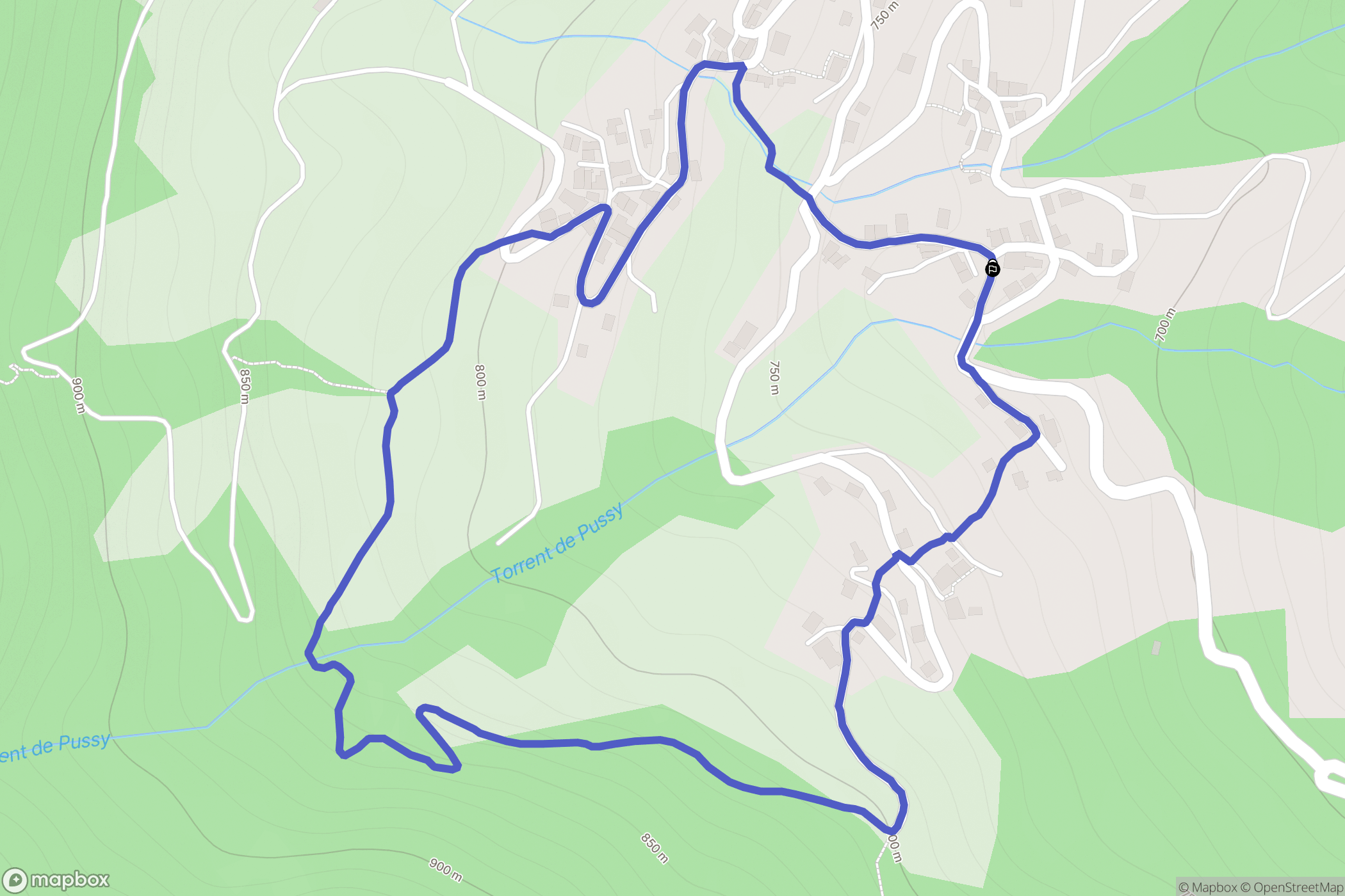 La Léchère : carte du parcours de randonnée - France