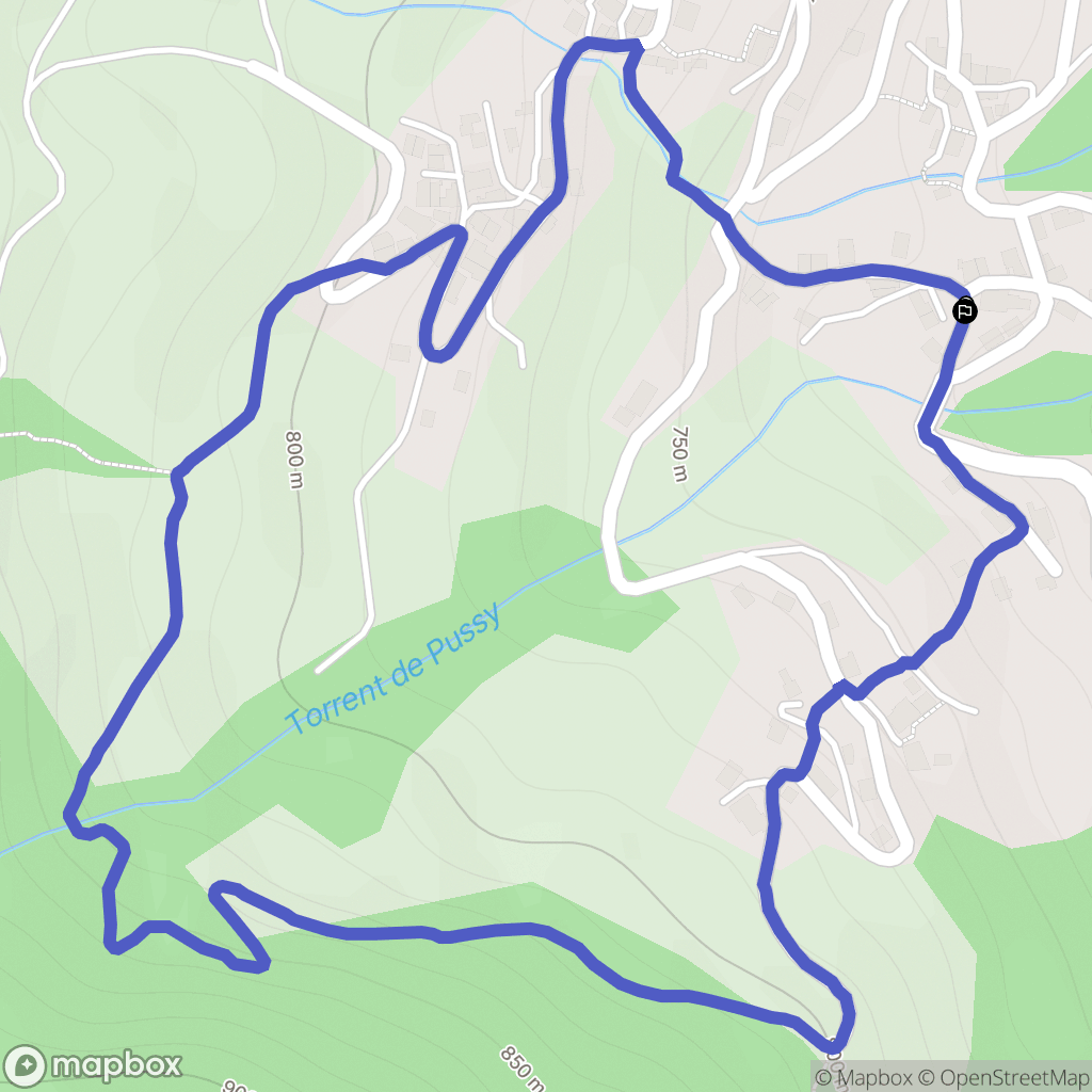 La Léchère : carte du parcours de randonnée - France