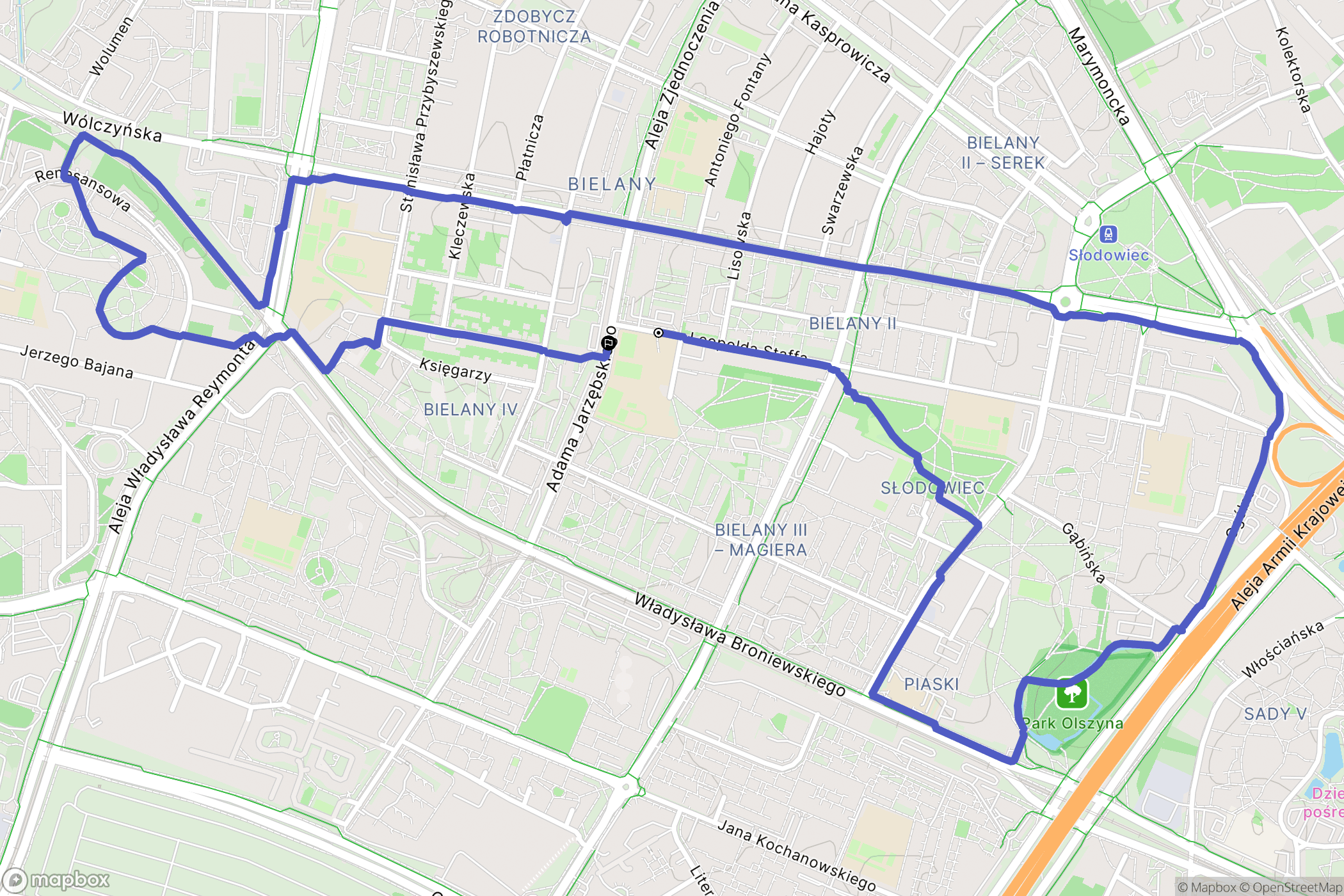 Warszawa: mapa trasy - Poland