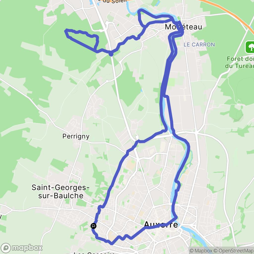 Auxerre : carte du parcours de randonnée - France