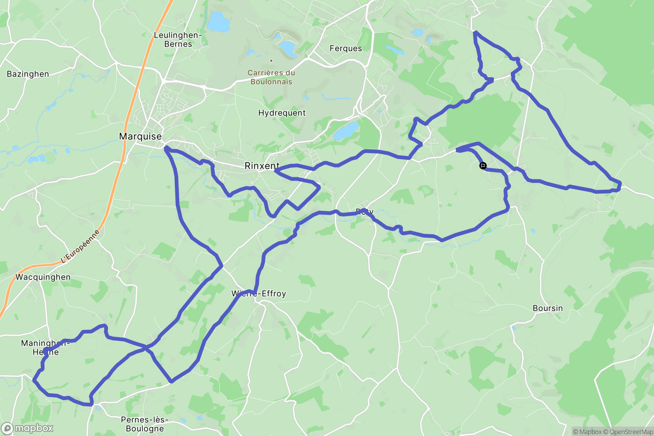 Hardinghen : carte du parcours de randonnée - France