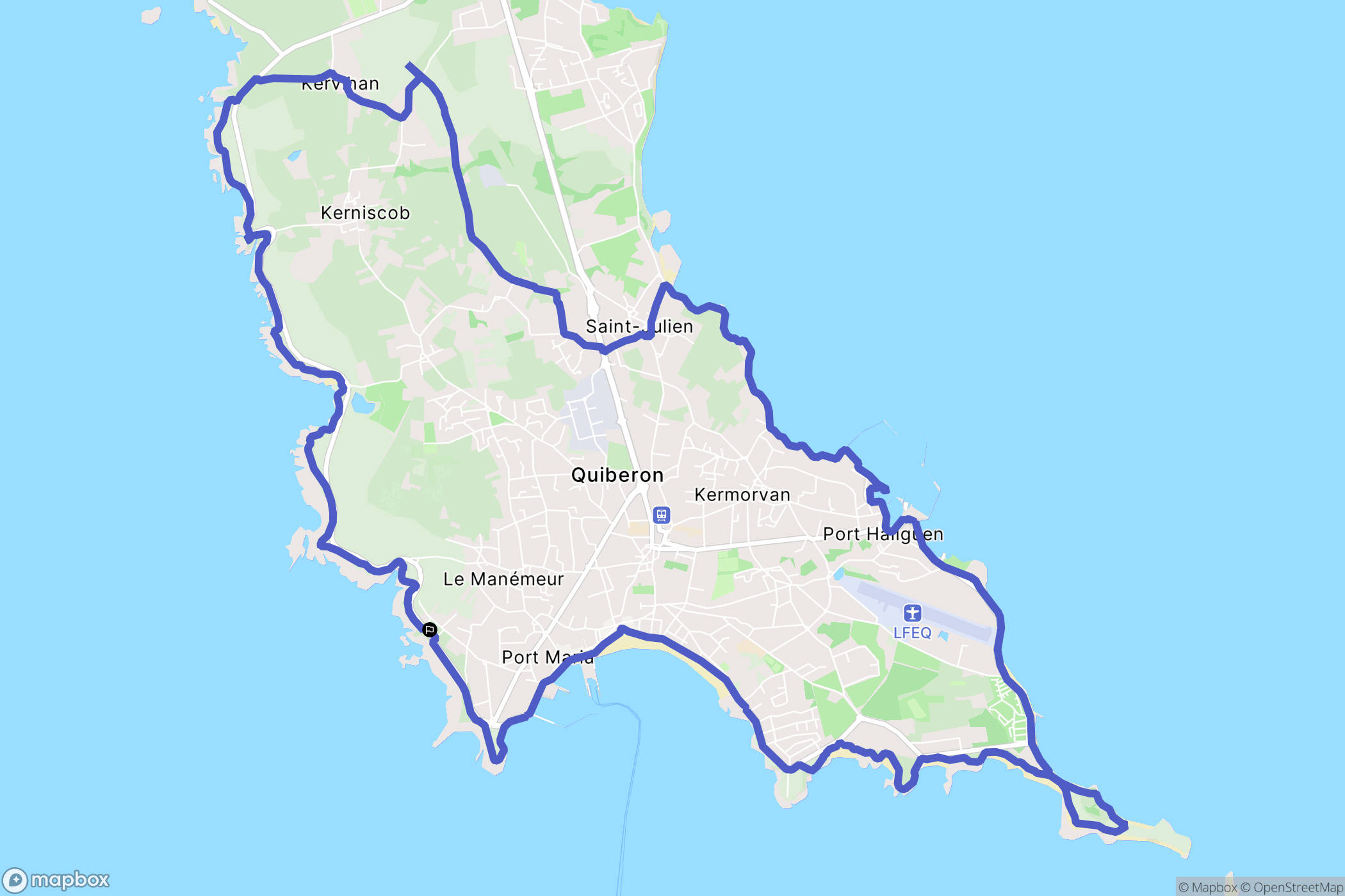 Quiberon : carte du parcours de randonnée - France