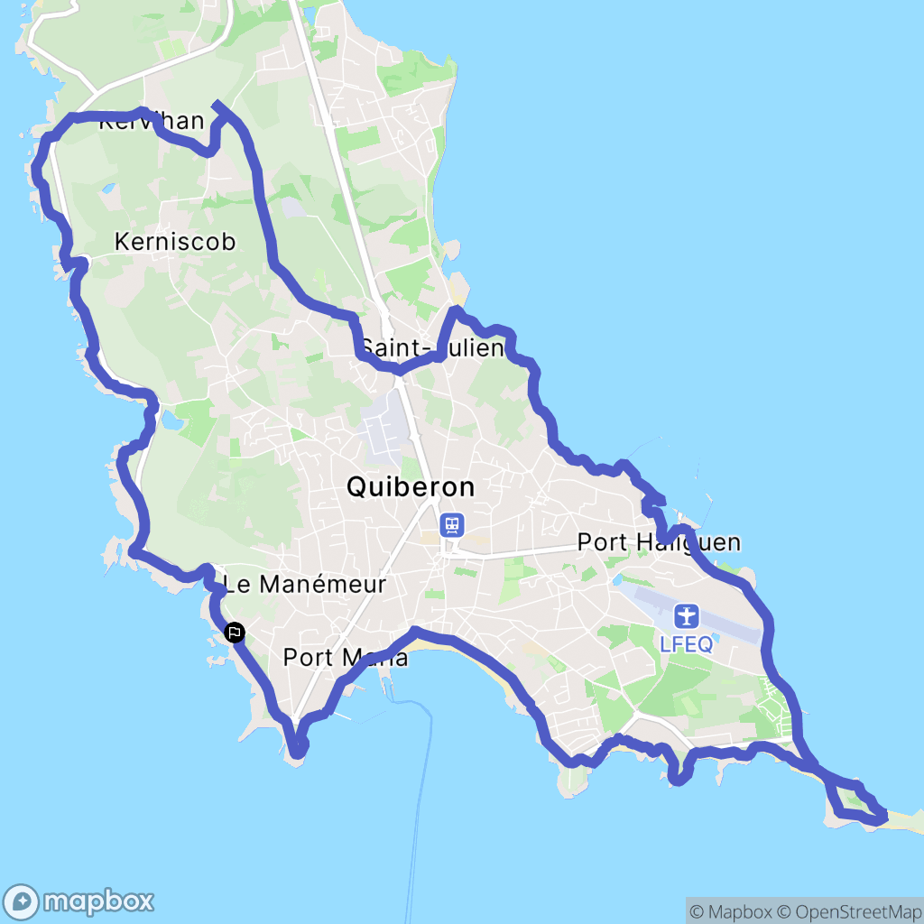 Quiberon : carte du parcours de randonnée - France