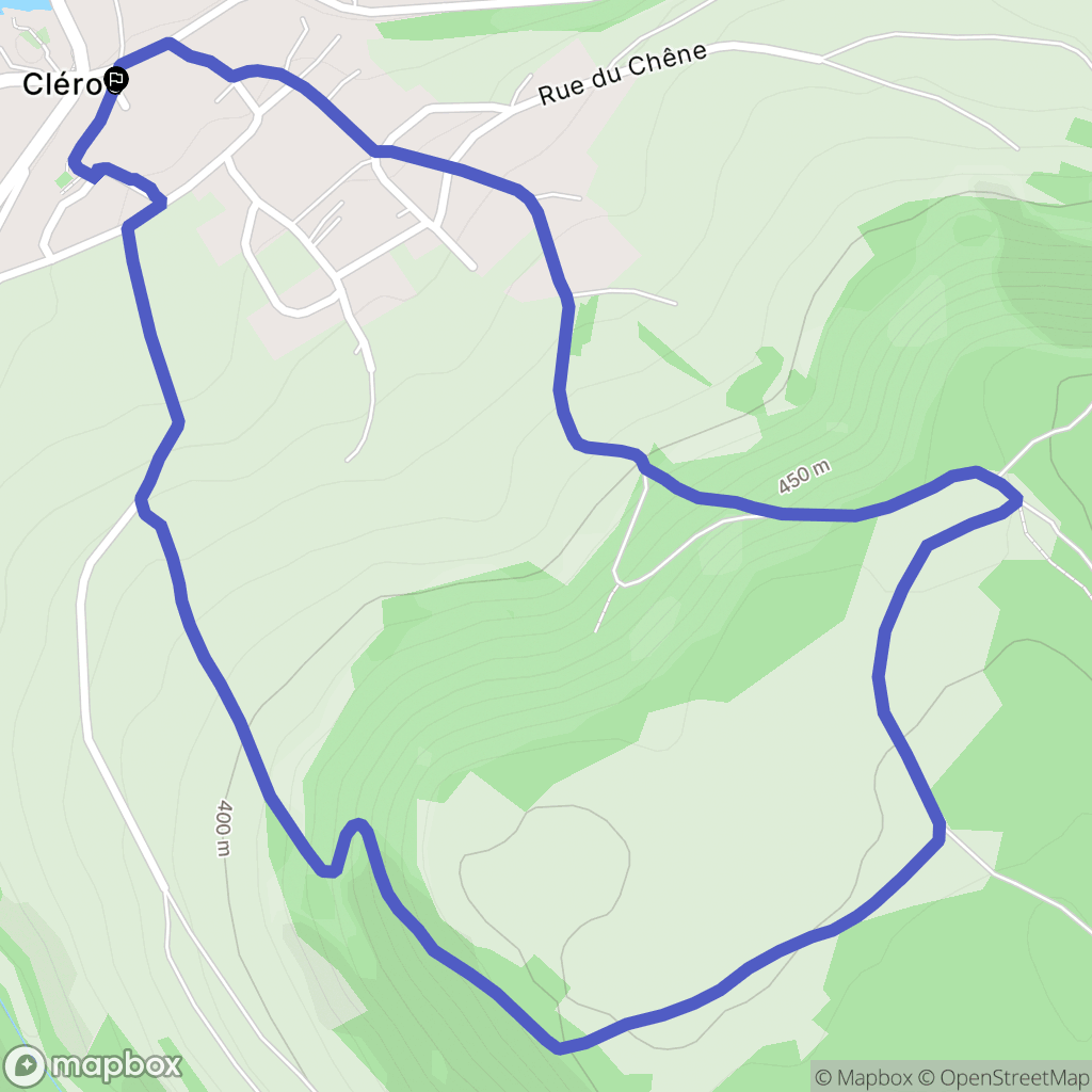 Cléron : carte du parcours de randonnée - France