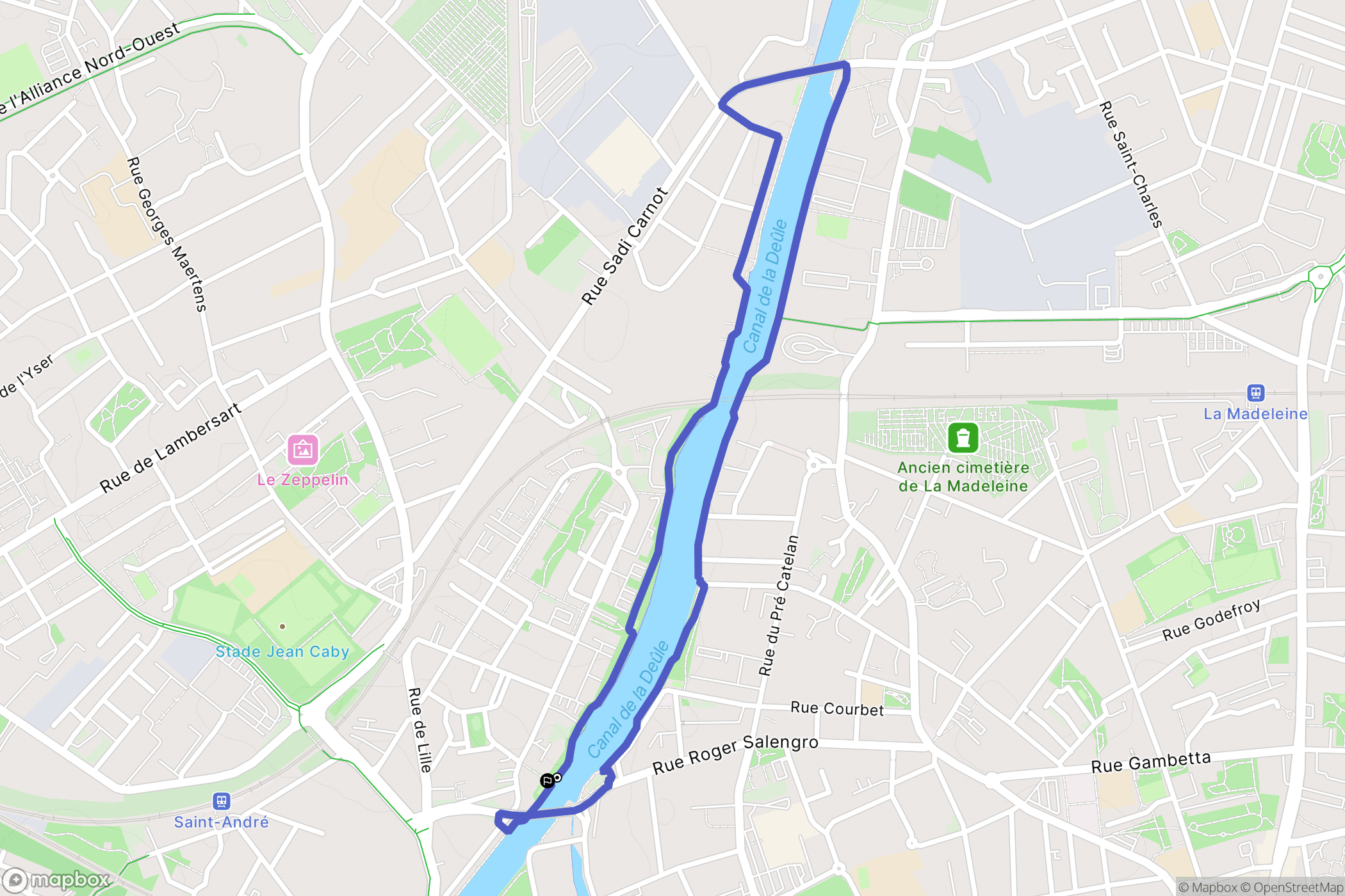 Saint-André-lez-Lille : carte du parcours de randonnée - France
