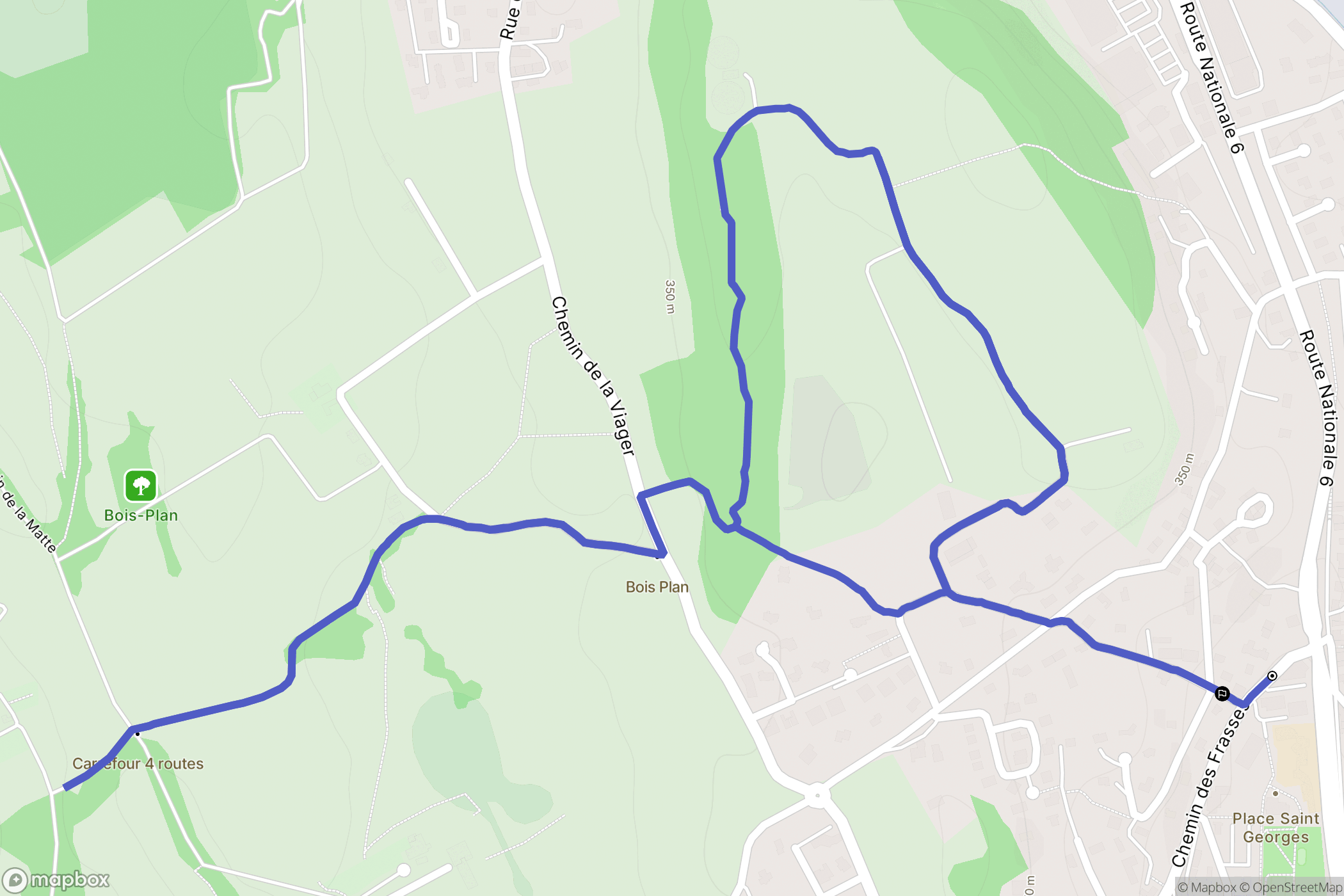 Saint-Jeoire-Prieuré : carte du parcours de randonnée - France