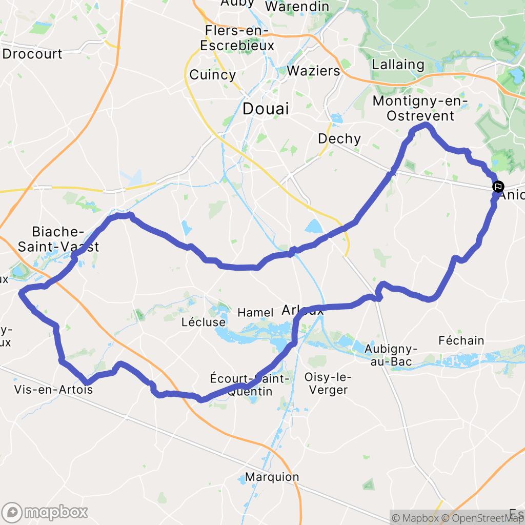 Auberchicourt : carte du parcours de randonnée - France