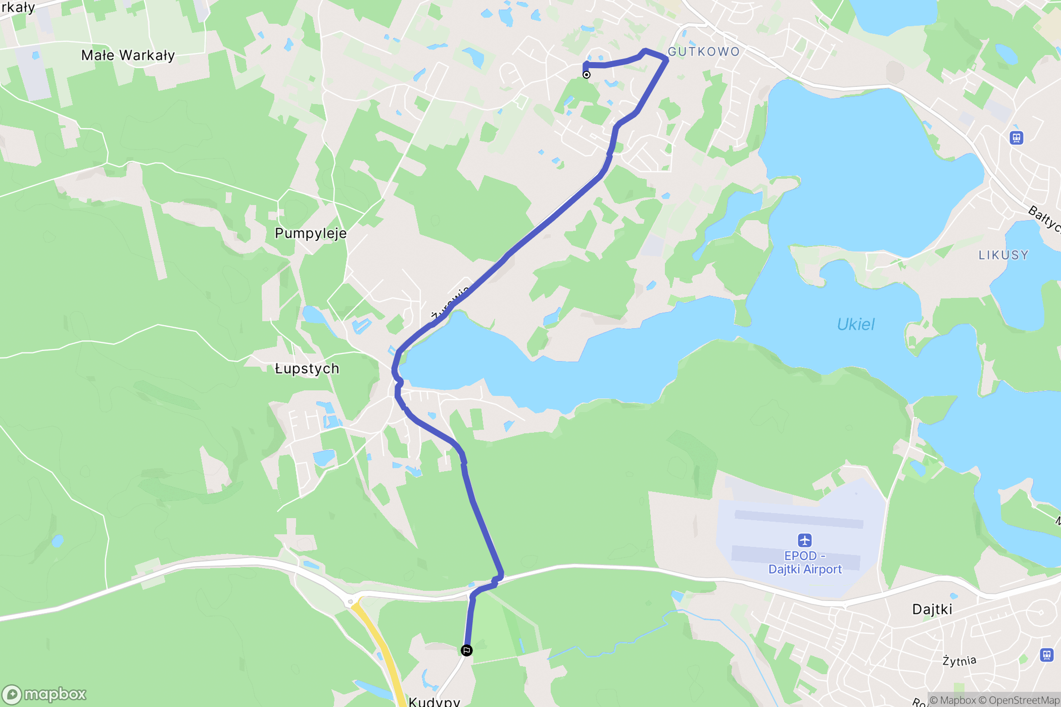 Olsztyn: mapa trasy - Poland