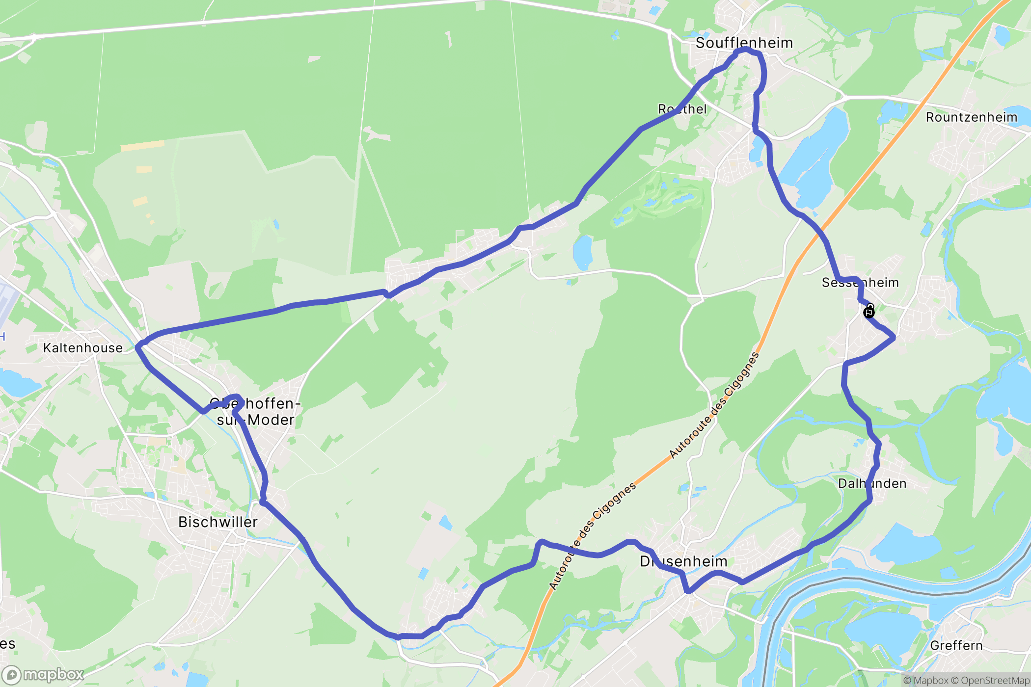 Sessenheim : carte du parcours de randonnée - France