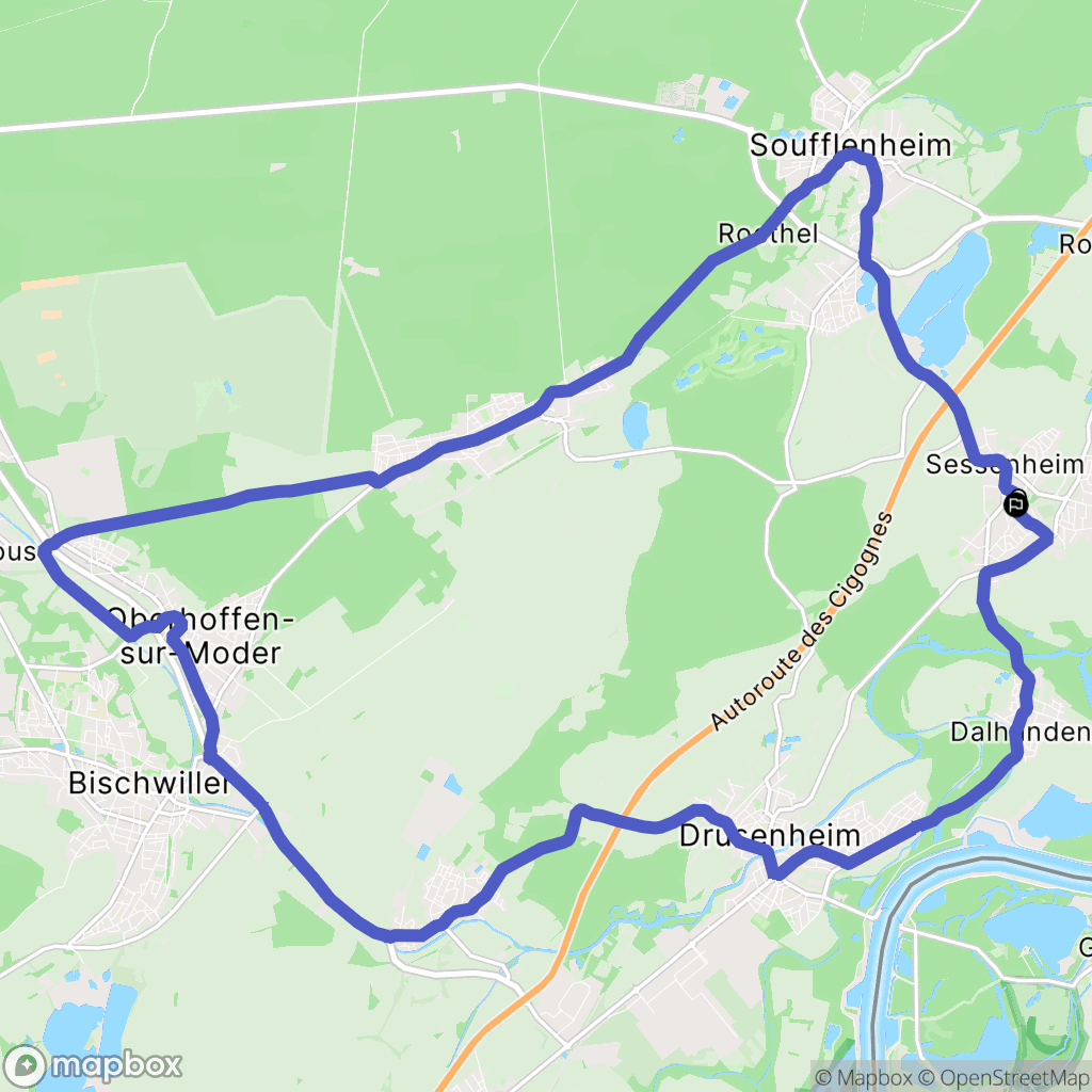 Sessenheim : carte du parcours de randonnée - France