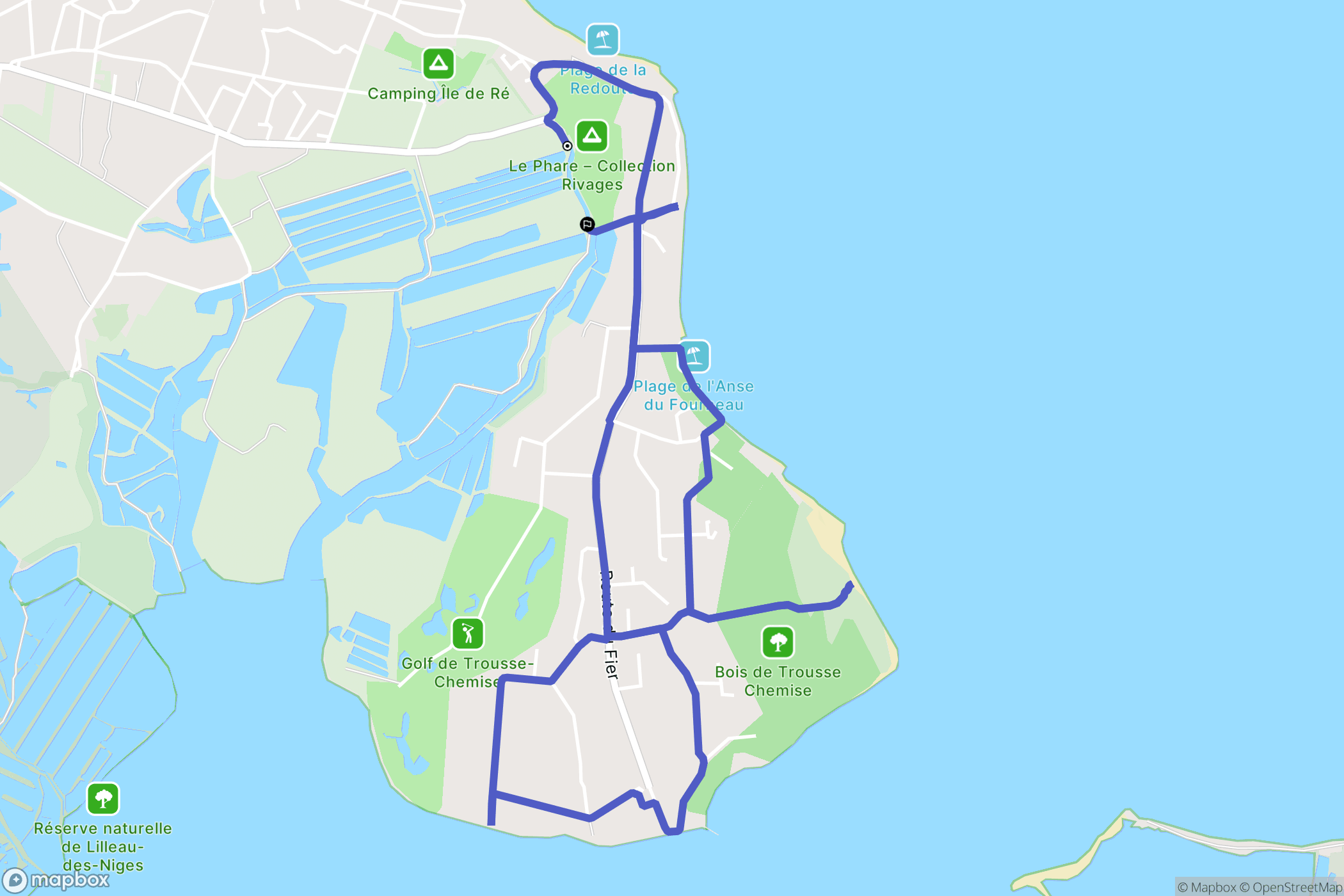 Les Portes-en-Ré : carte du parcours de randonnée - France