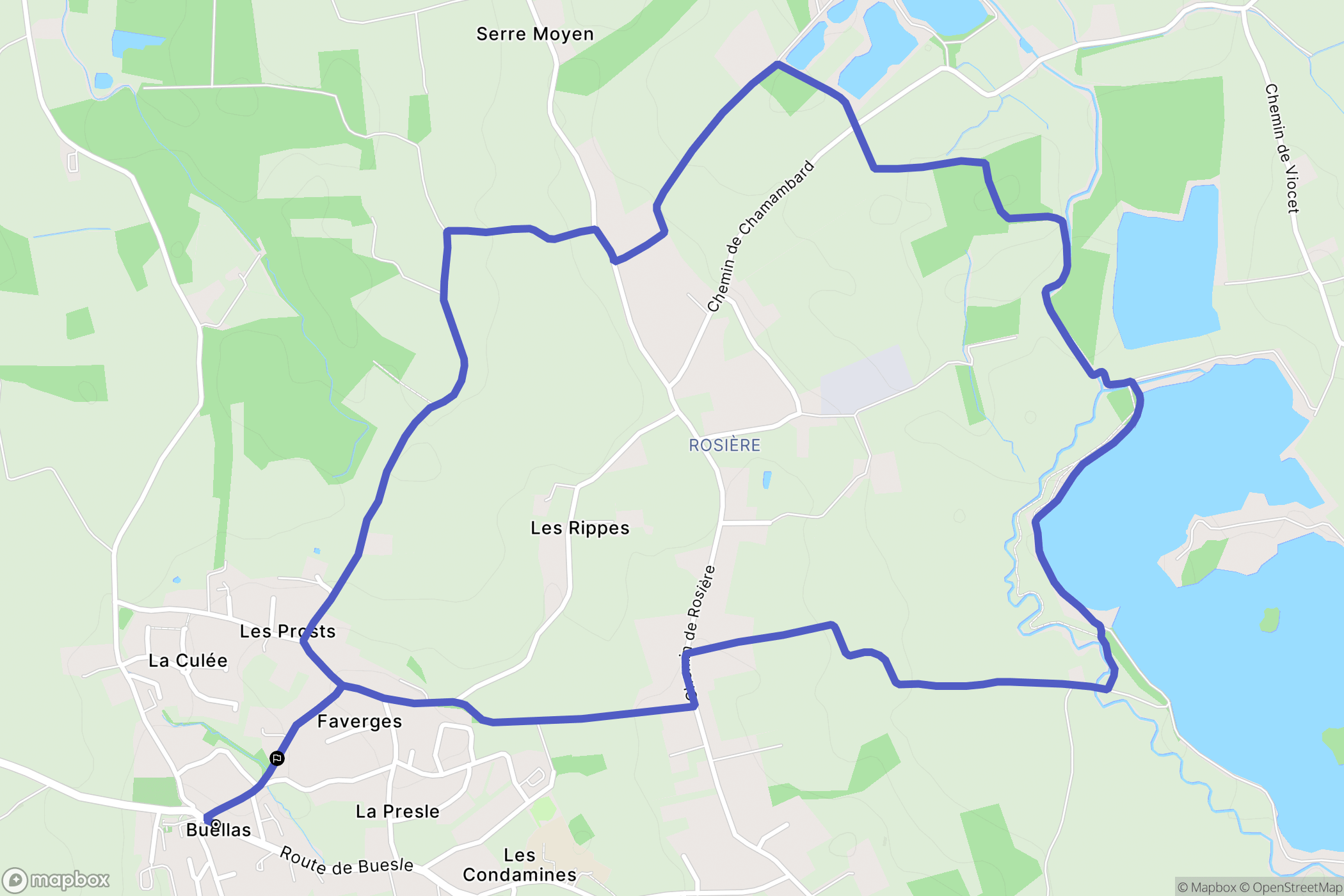 Buellas : carte du parcours de randonnée - France