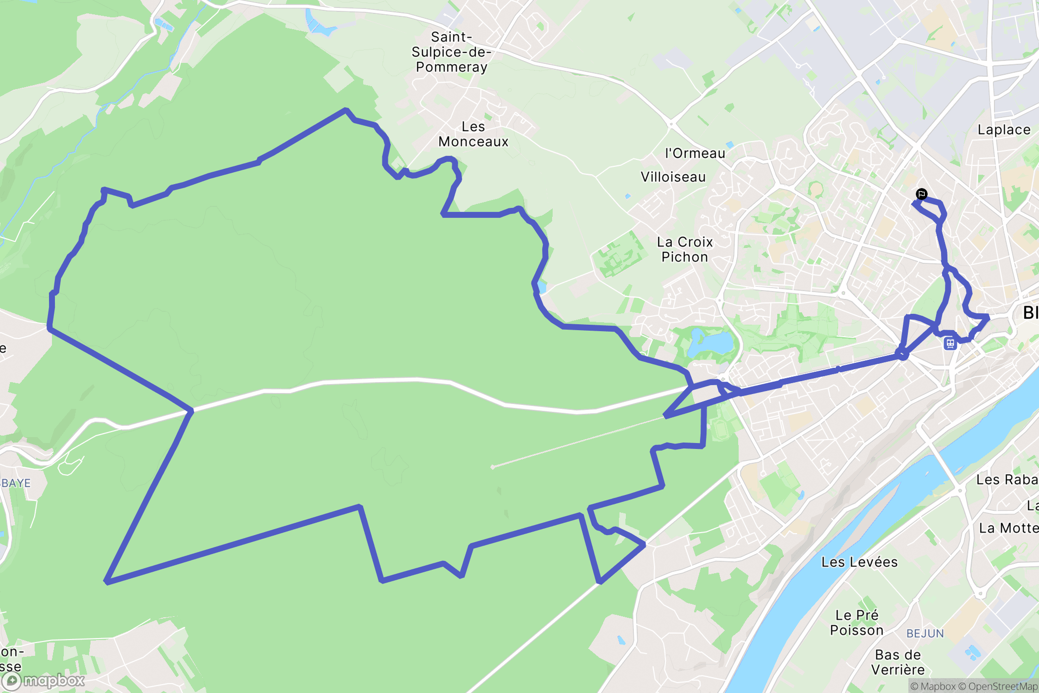 Blois : carte du parcours de randonnée - France