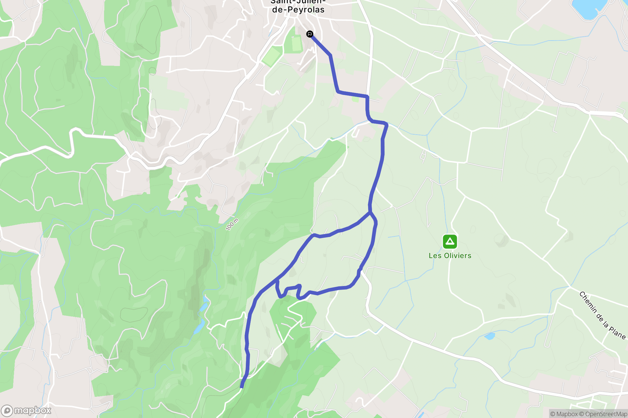 Saint-Julien-de-Peyrolas : carte du parcours de randonnée - France
