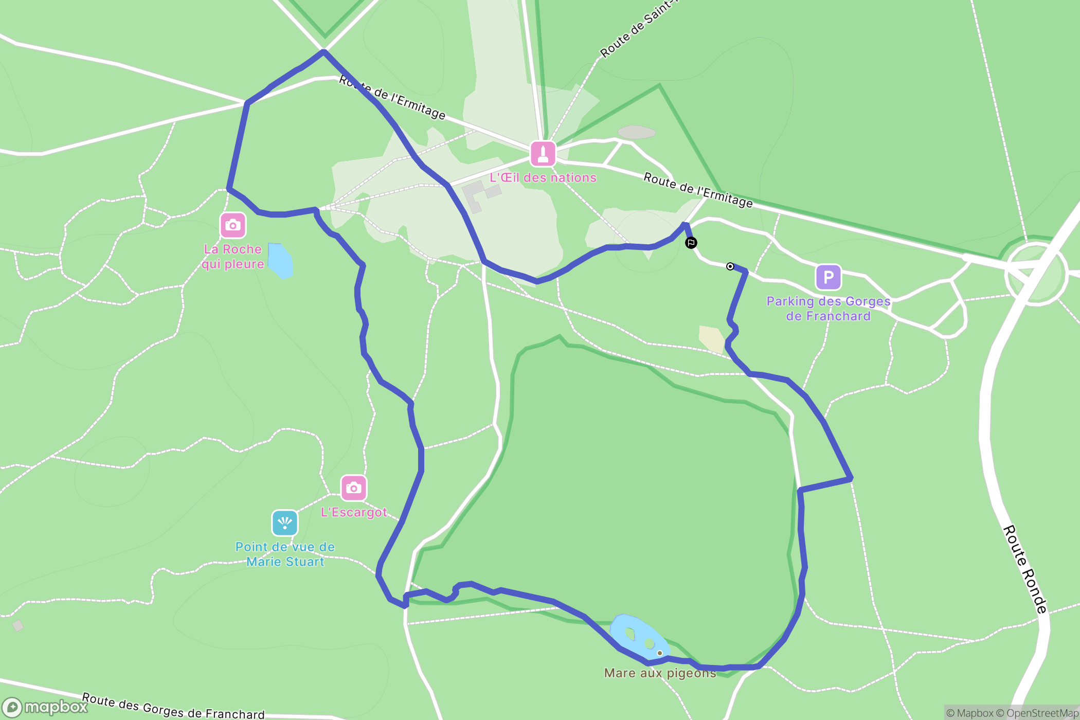 Fontainebleau : carte du parcours de randonnée - France