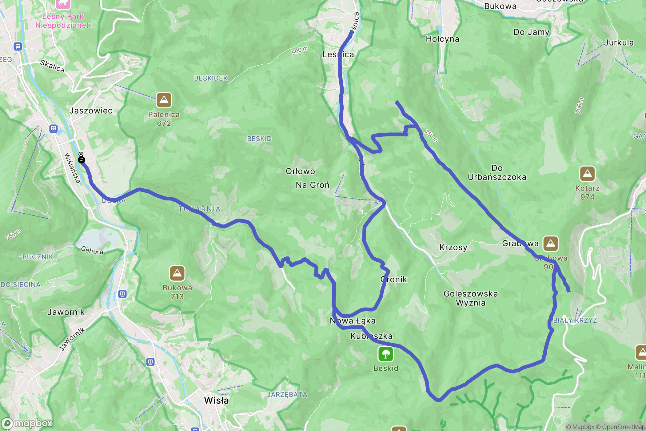 Ustroń: mapa trasy - Poland