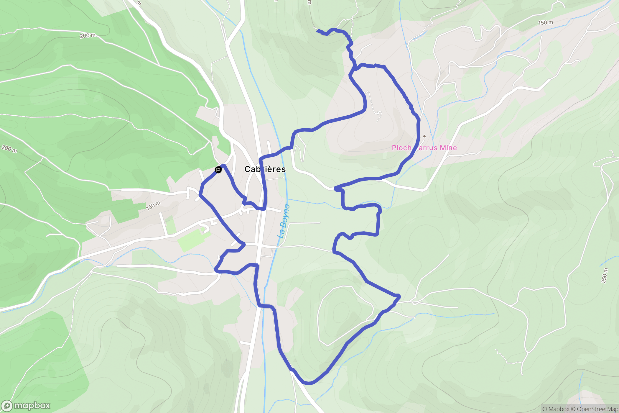 Cabrières : carte du parcours de randonnée - France
