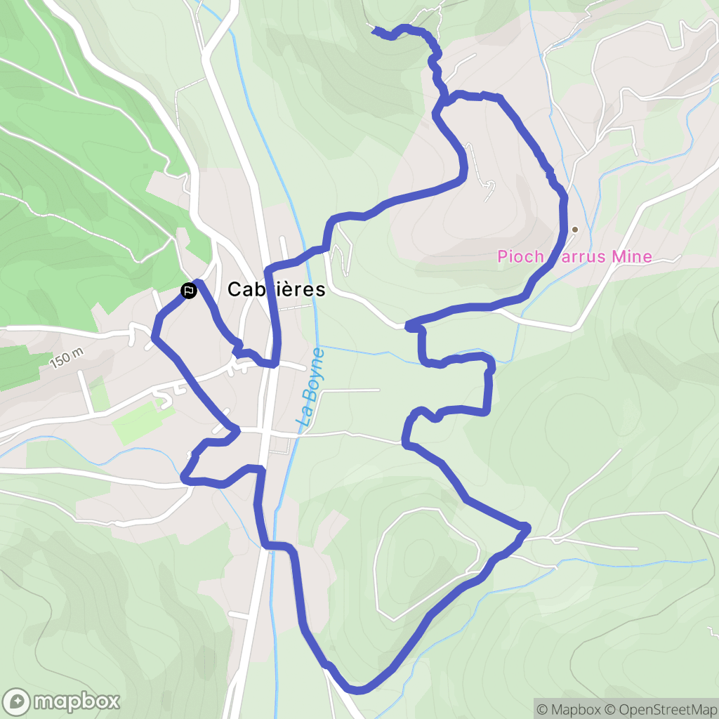 Cabrières : carte du parcours de randonnée - France