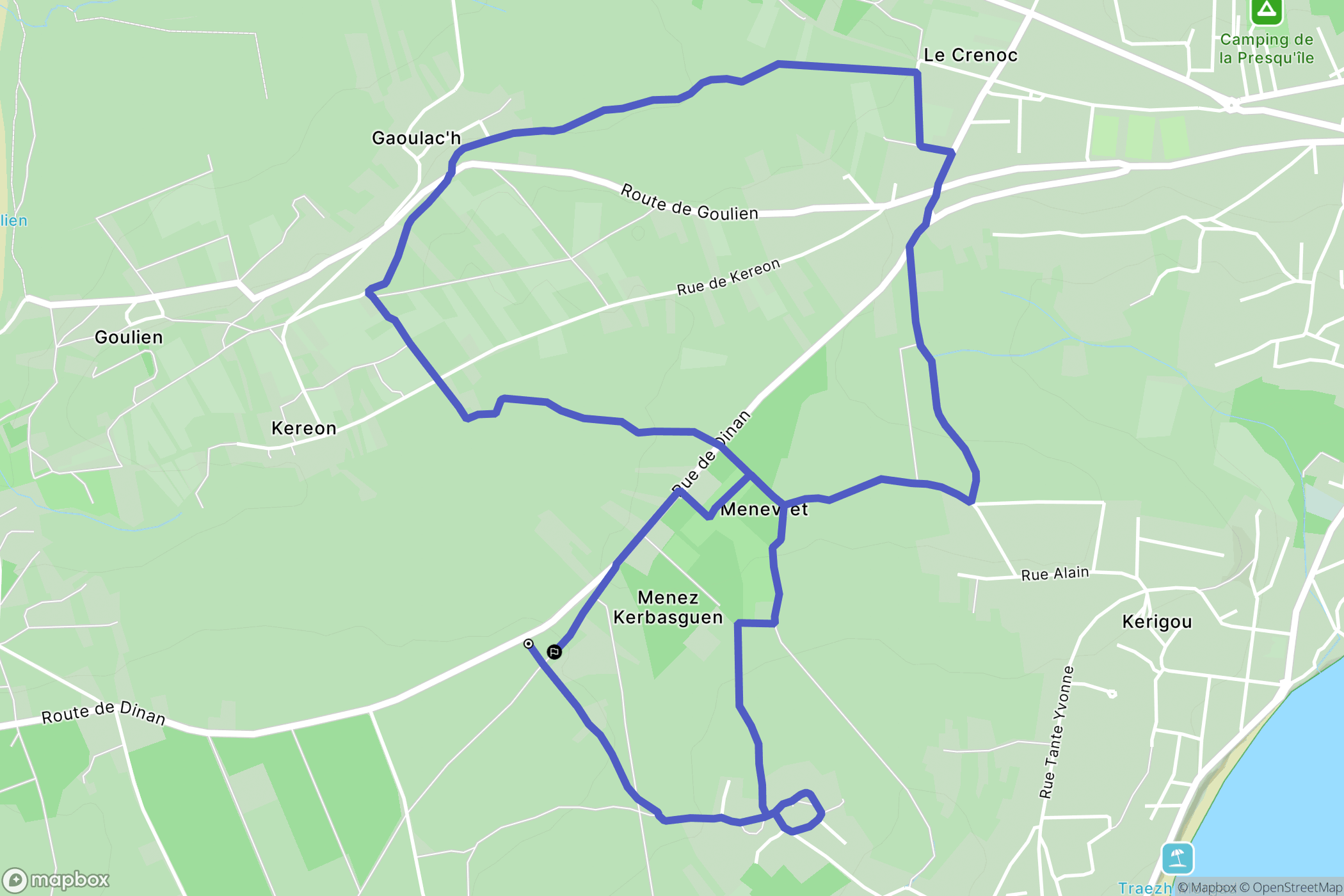 Crozon : carte du parcours de randonnée - France