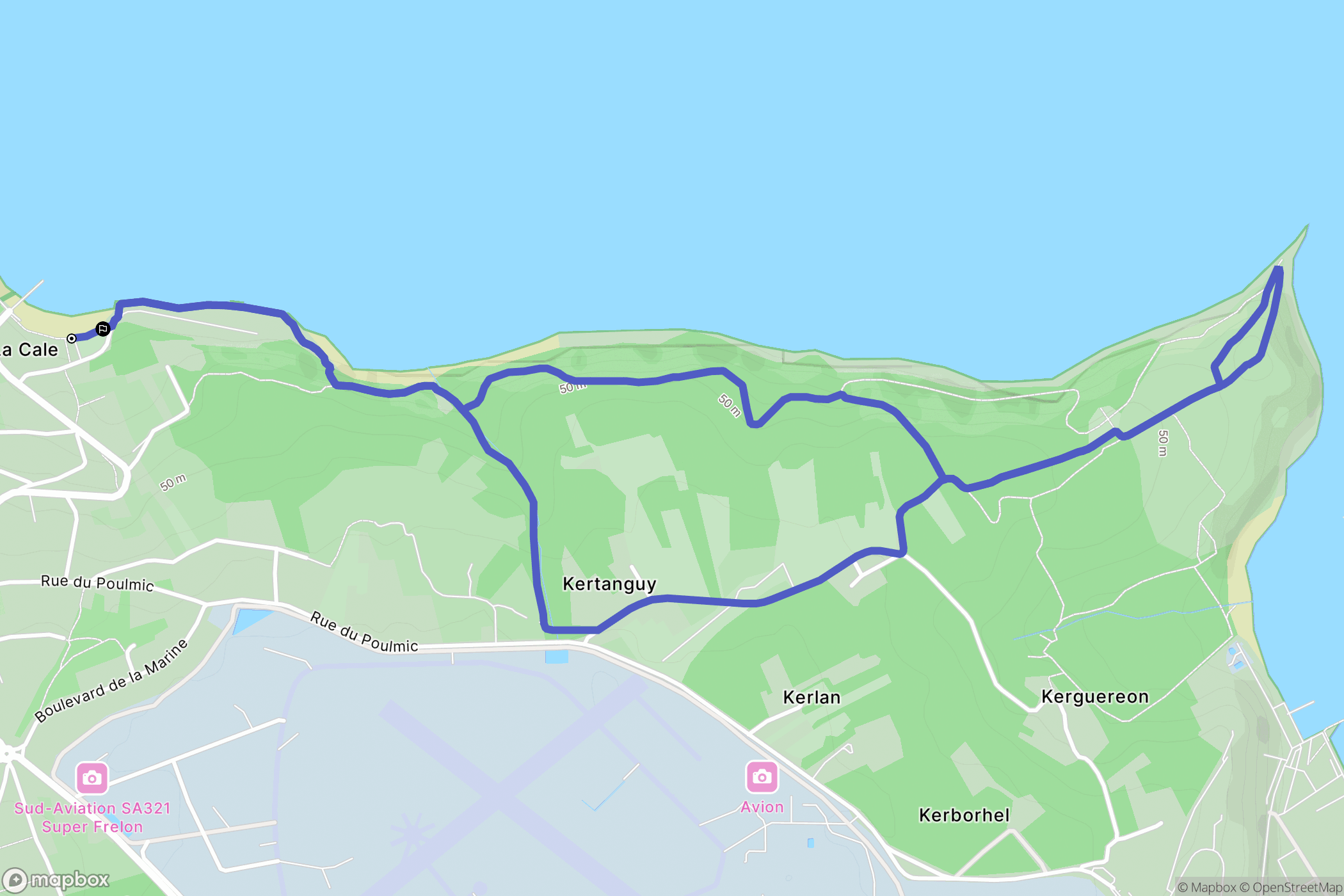 Lanvéoc : carte du parcours de randonnée - France