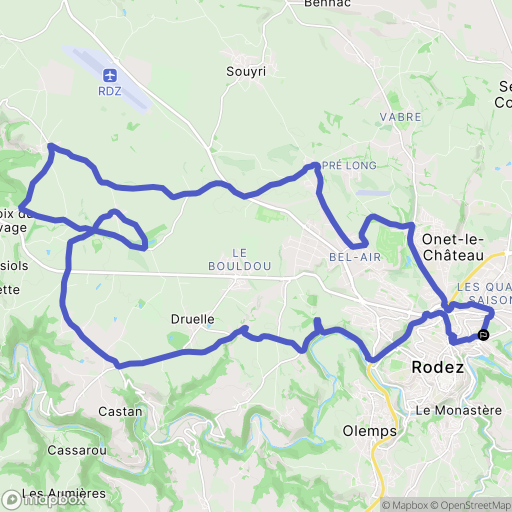 Rodez : carte du parcours de randonnée - France