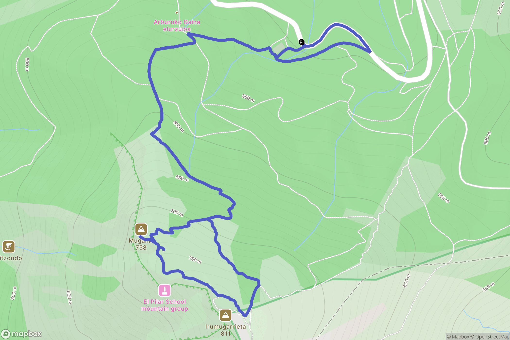 Irun : carte du parcours de randonnée - Spain