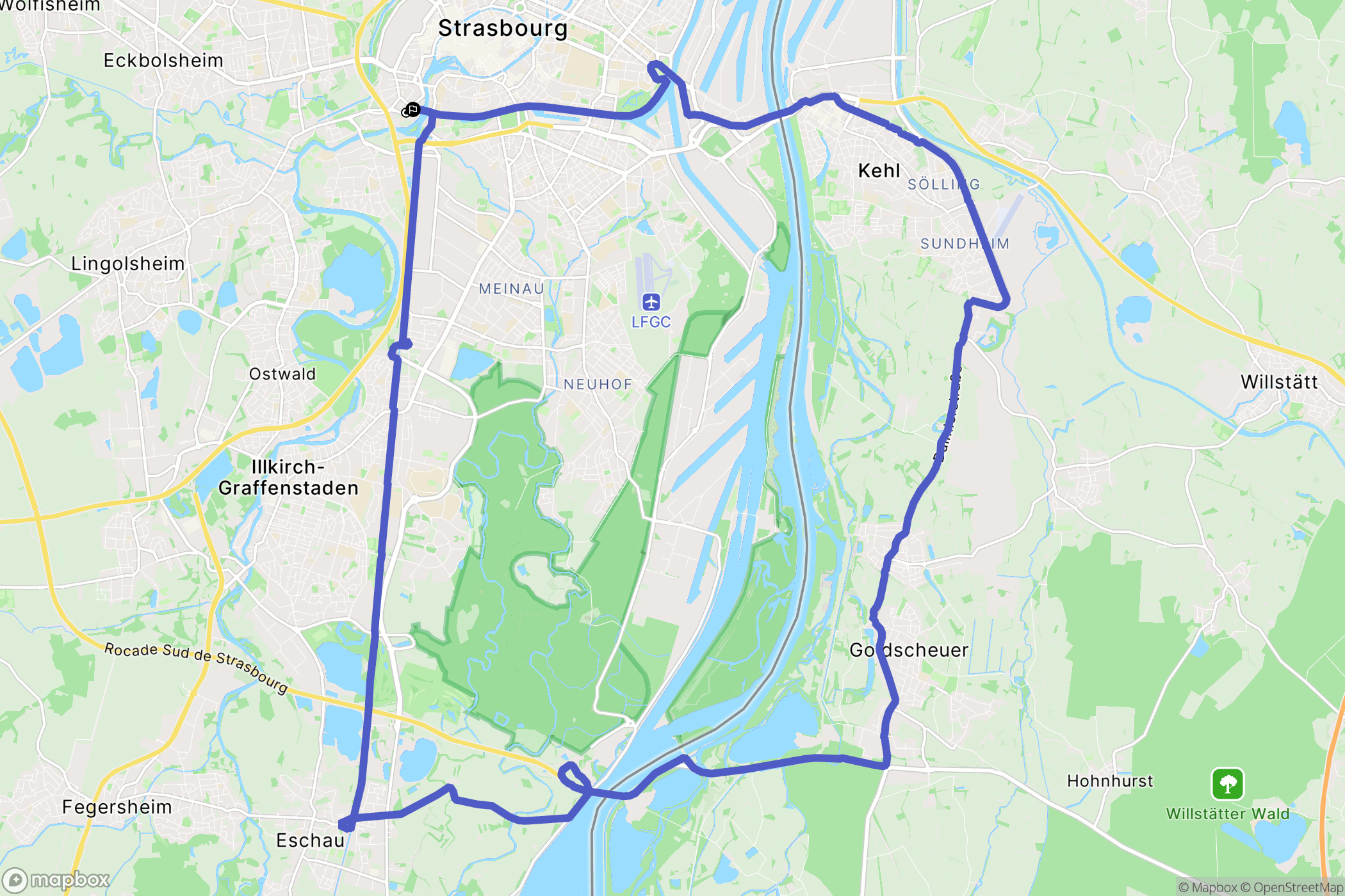 Strasbourg : carte du parcours de randonnée - France