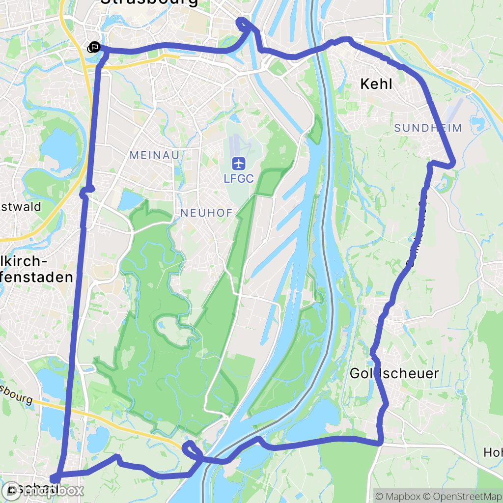 Strasbourg : carte du parcours de randonnée - France