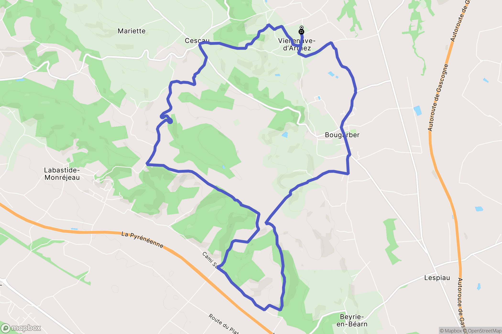Viellenave-d'Arthez : carte du parcours de randonnée - France
