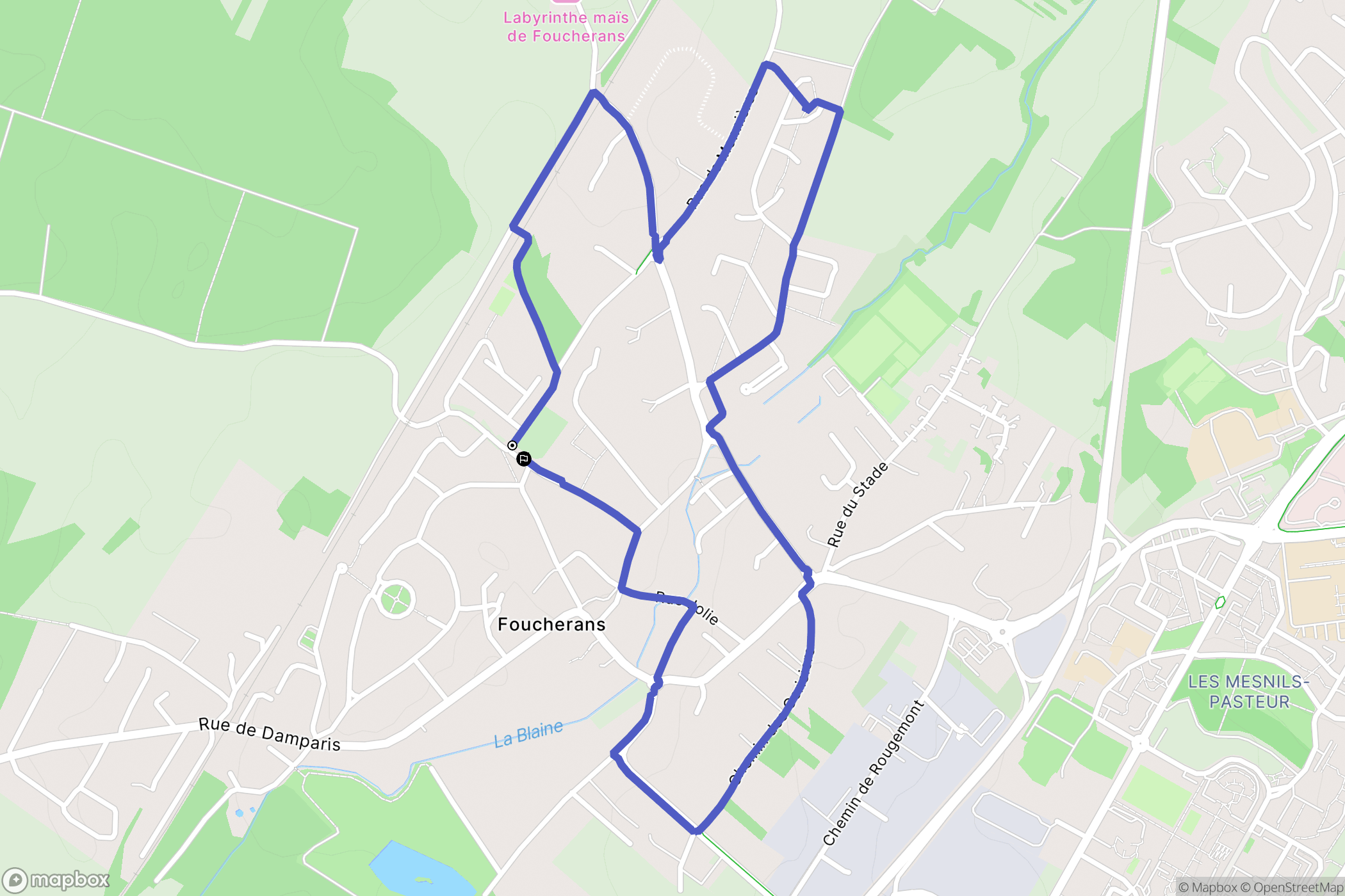 Foucherans : carte du parcours de randonnée - France