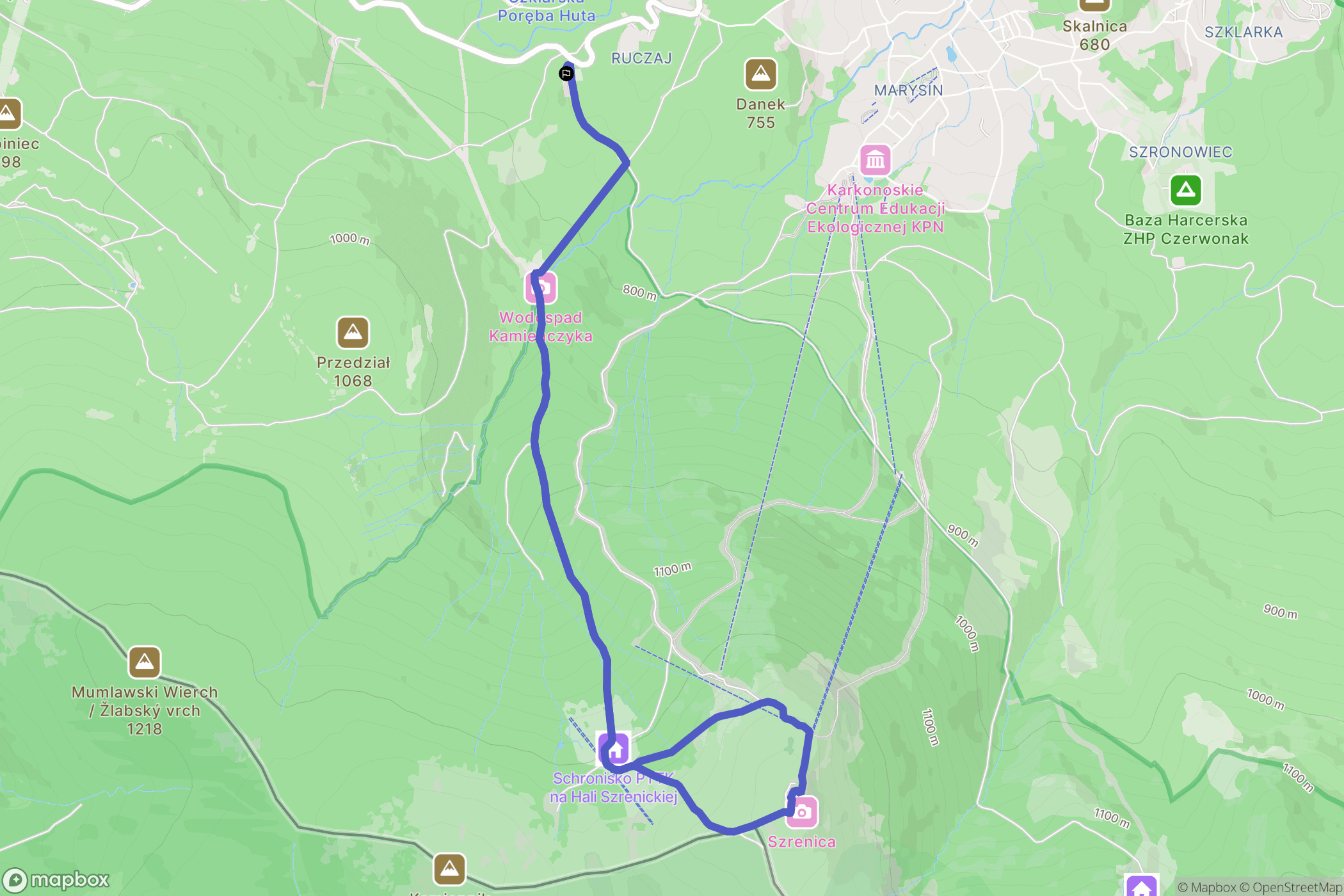 Szklarska Poręba: mapa trasy - Poland