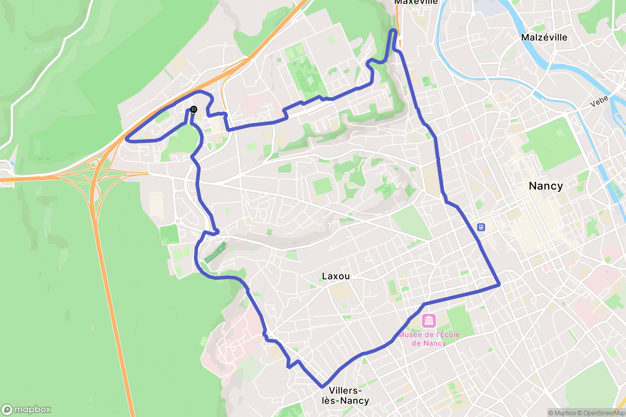 Maxéville : carte du parcours de randonnée - France