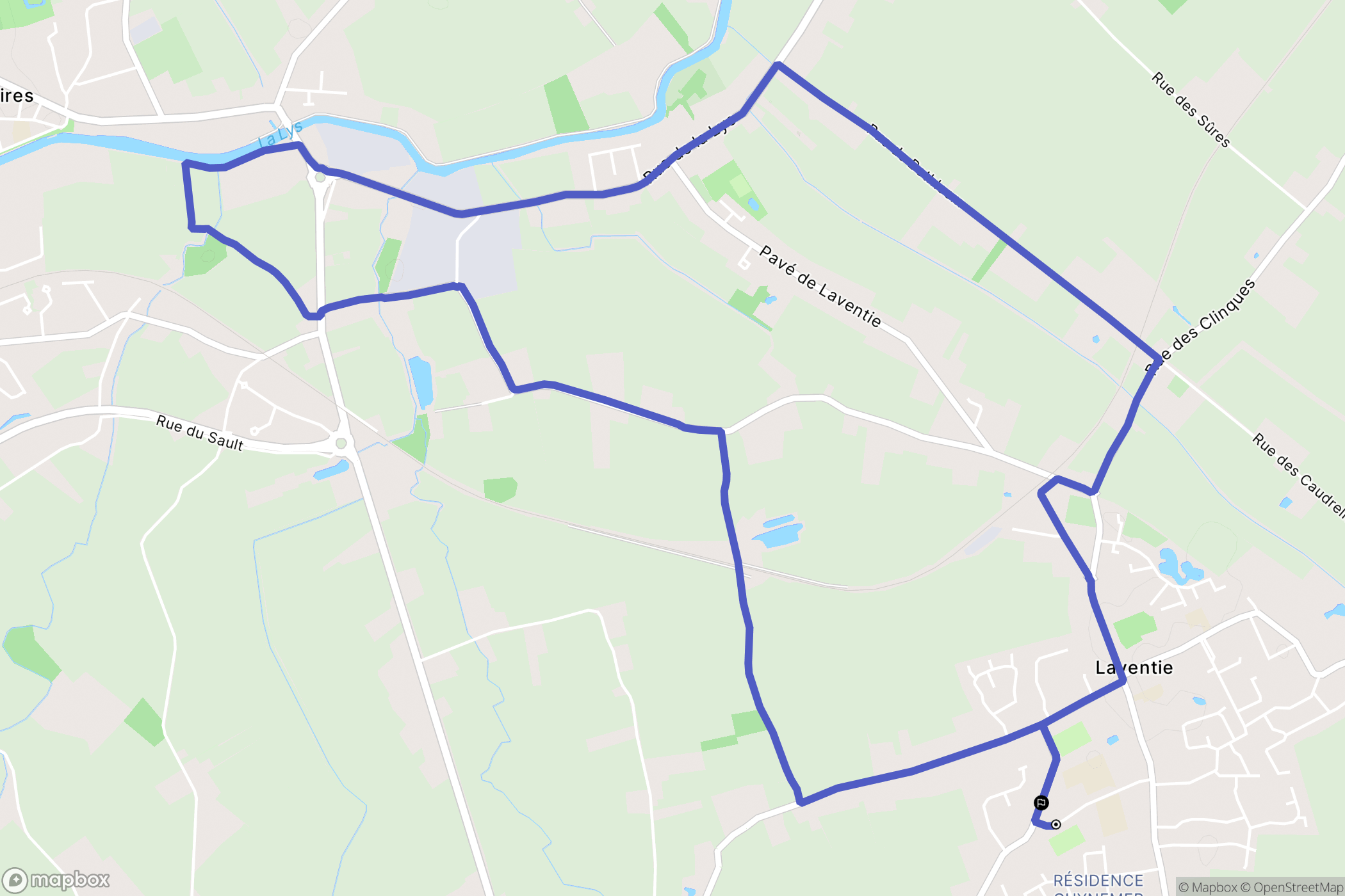 Laventie : carte du parcours de randonnée - France